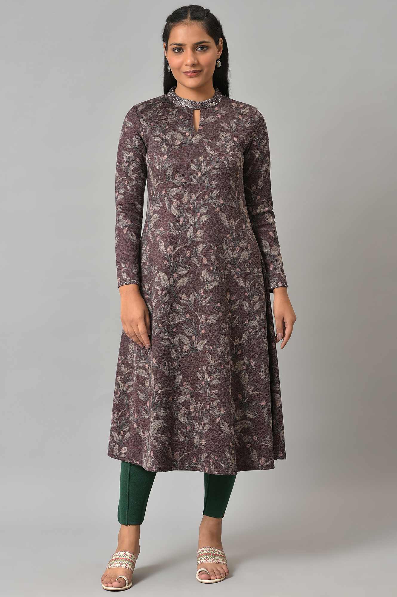 Dark Green Solid Winter Tights - Image 5
