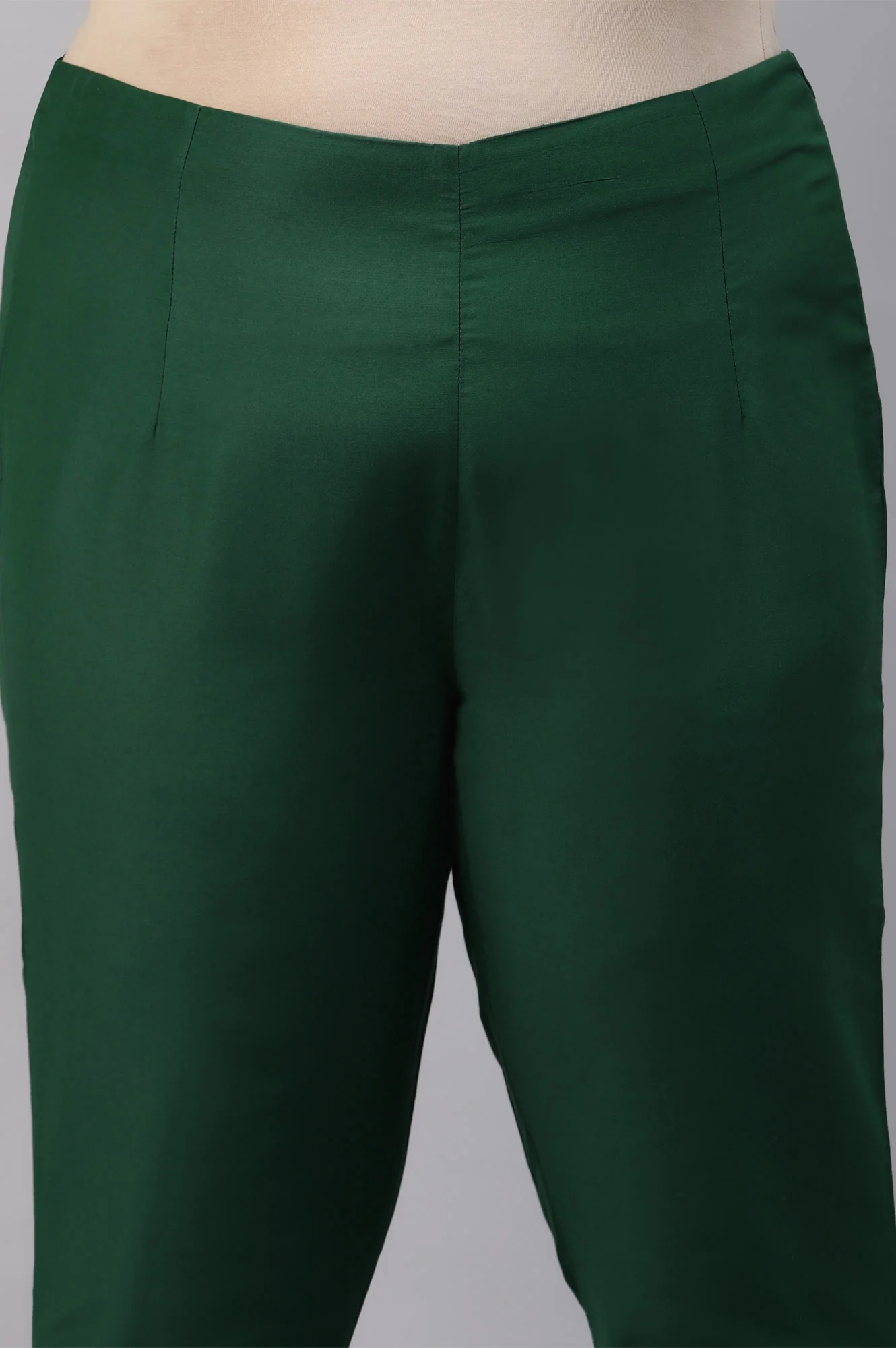 Dark Green Solid Women Plus Size Slim Pants - Image 6