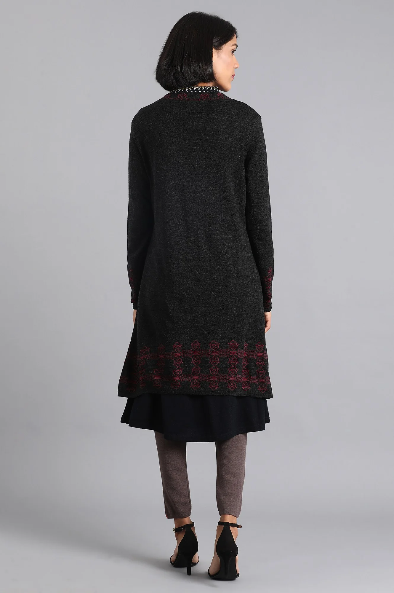 Dark Grey Knitted Cardigan - Image 2