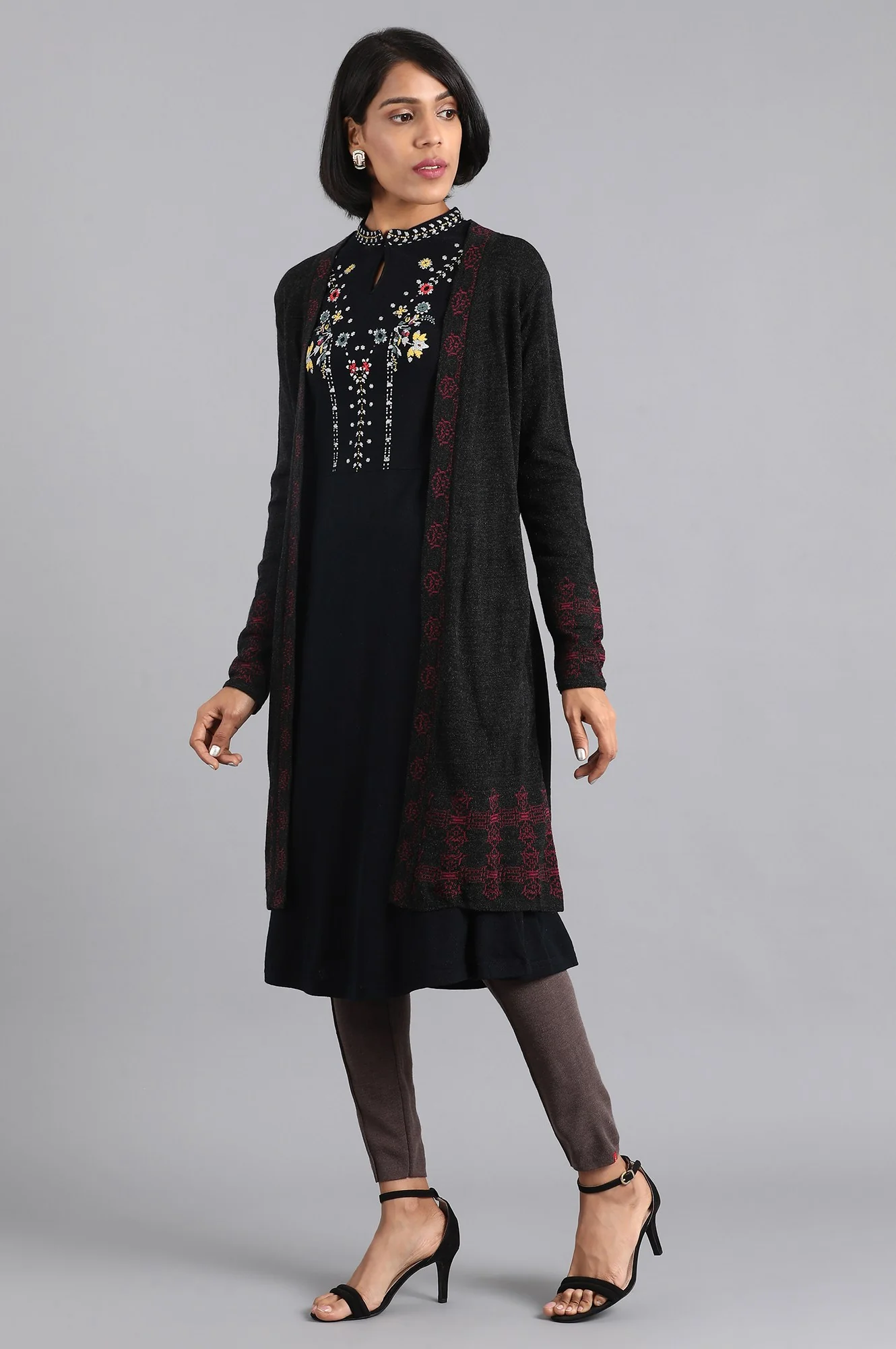 Dark Grey Knitted Cardigan - Image 3