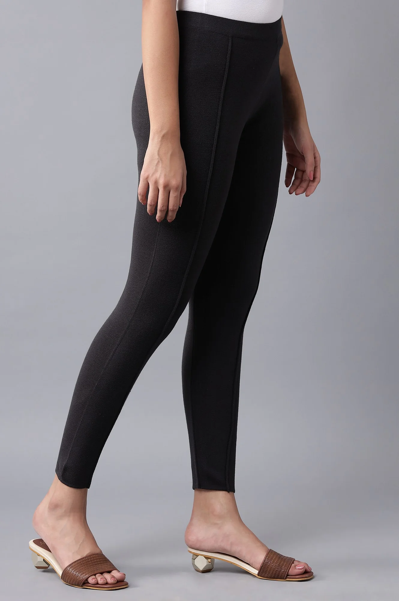 Dark Grey Tights with Pintucks - Image 4