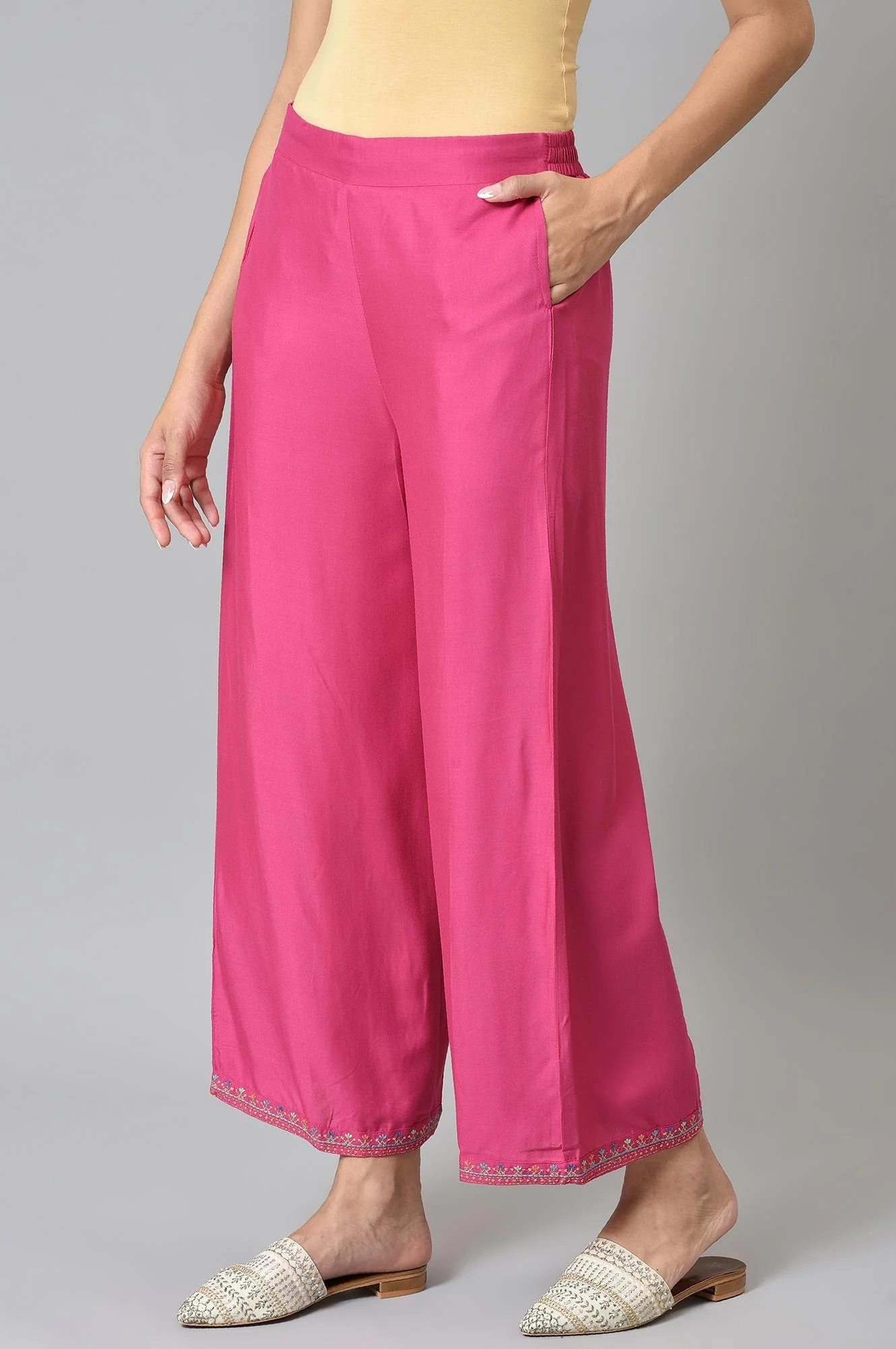 Dark Pink Festive Parallel Pants - Image 3