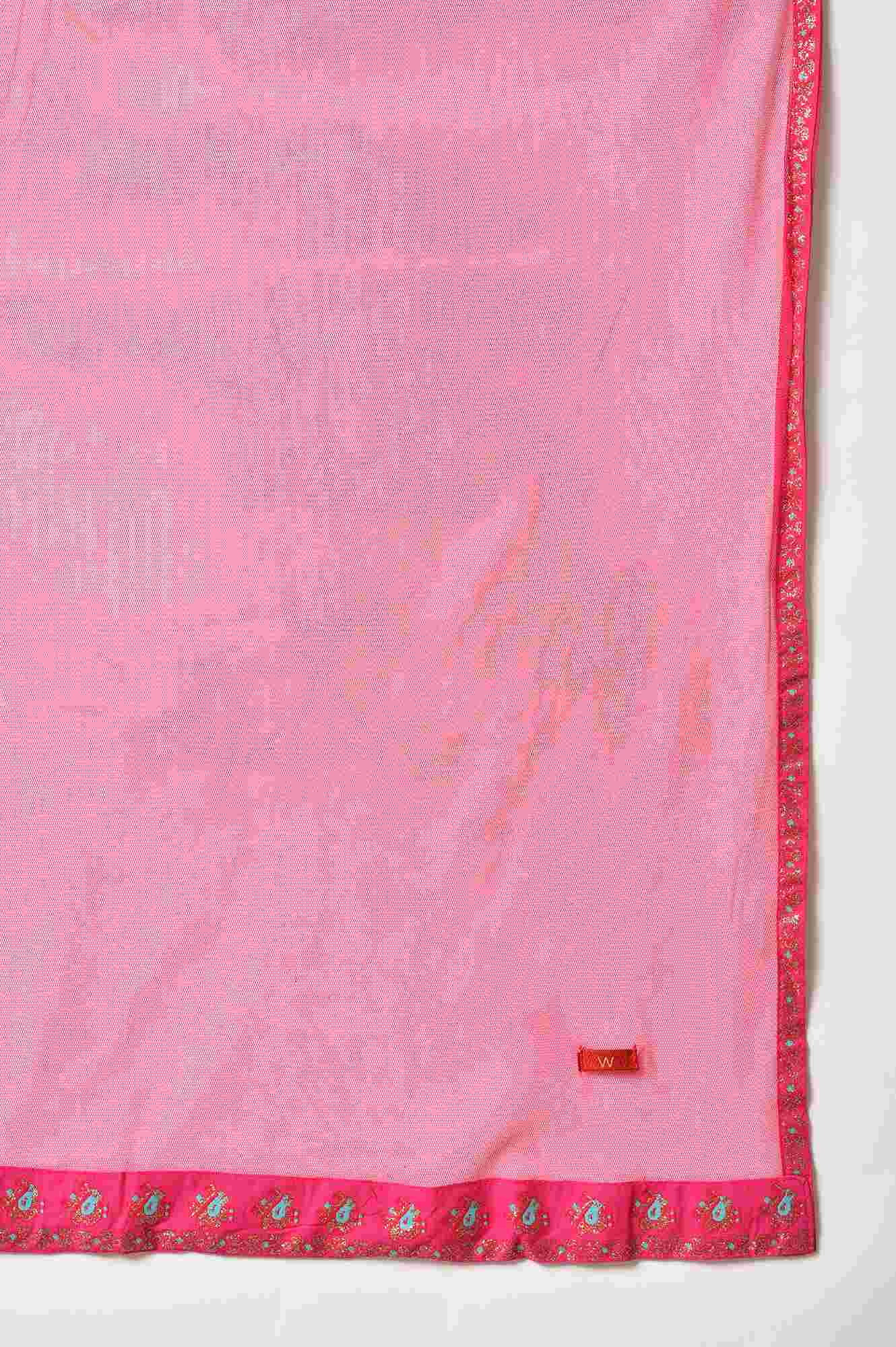 Dark Pink Mesh Dupatta - Image 4
