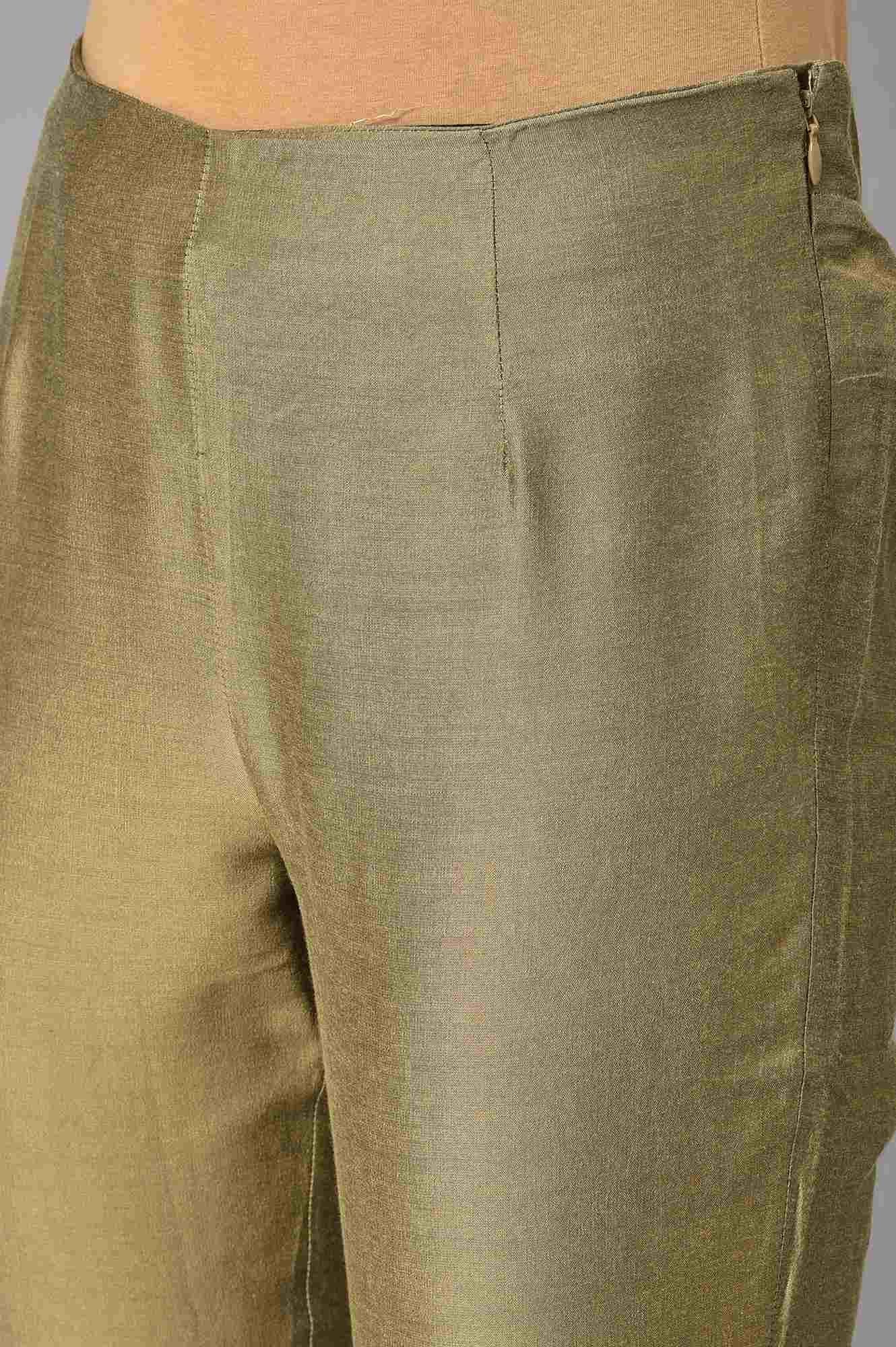 Dark Pink Mukaish Placement Print kurta With Golden Pants And Dupatta - Image 7