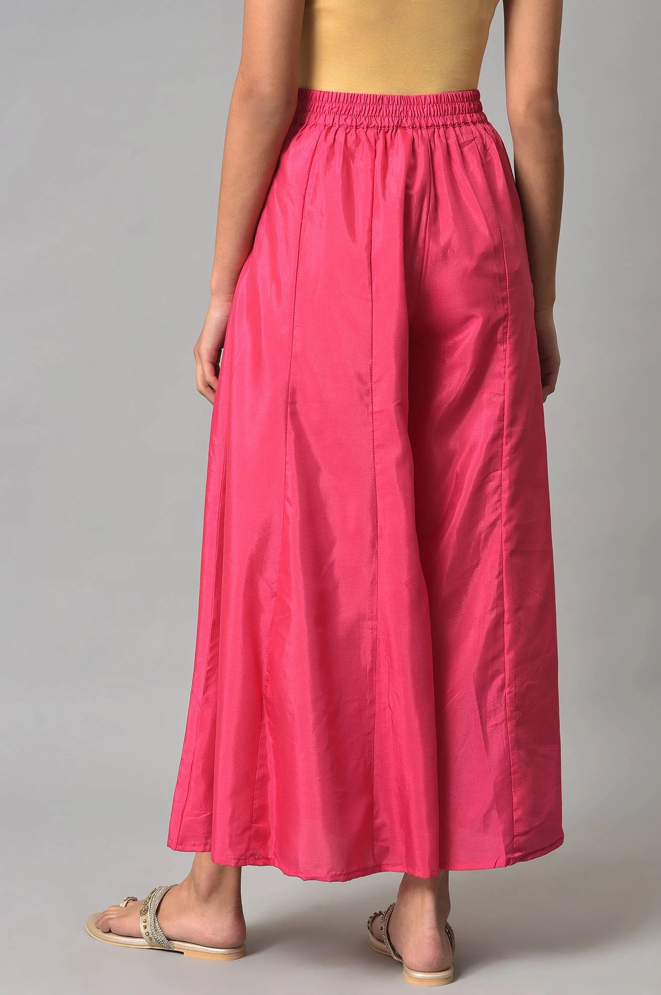 Dark Pink Poly Shantung Festive Culottes - Image 2