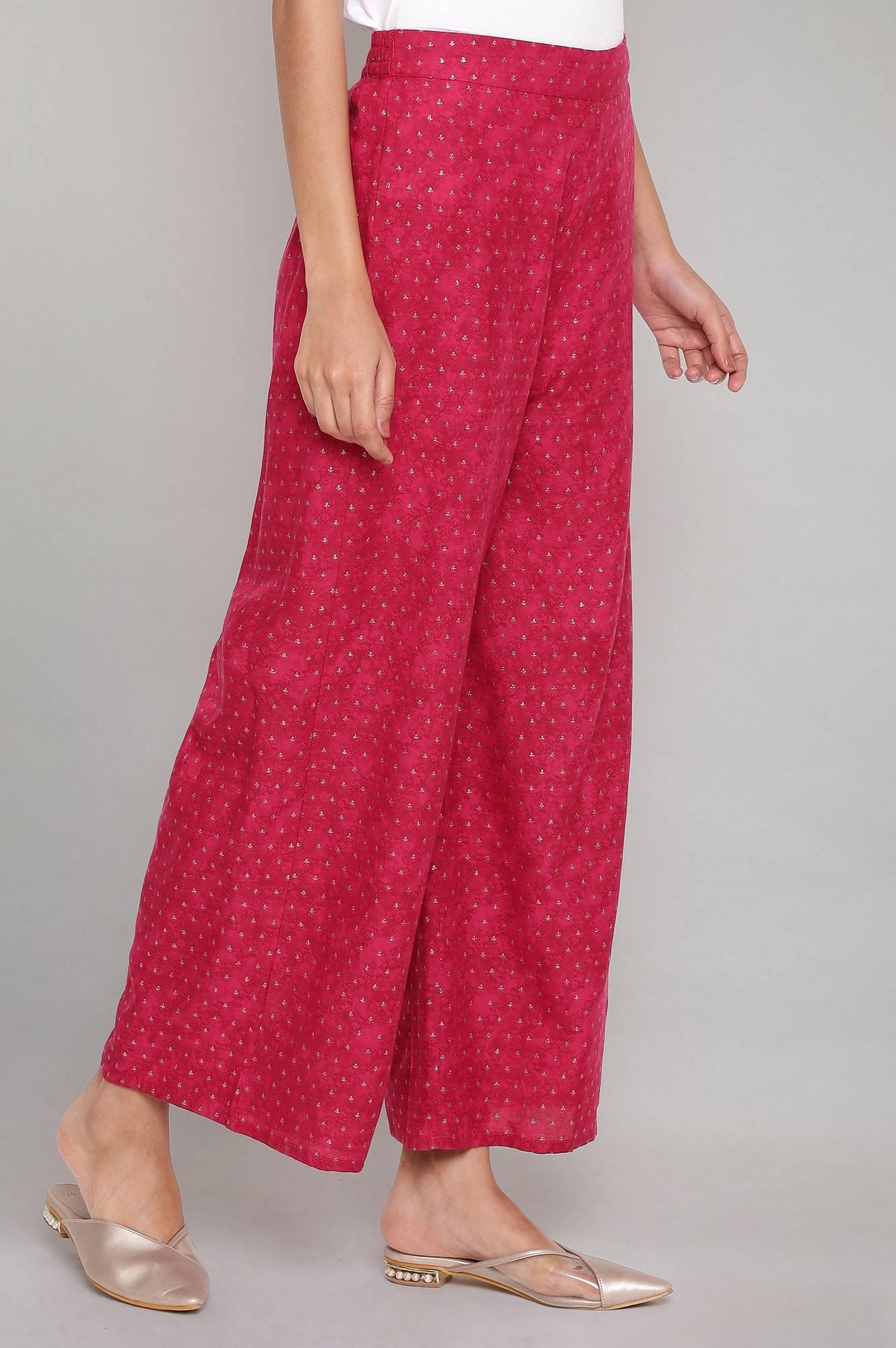 Dark Pink Printed Parallel Pants - Image 4