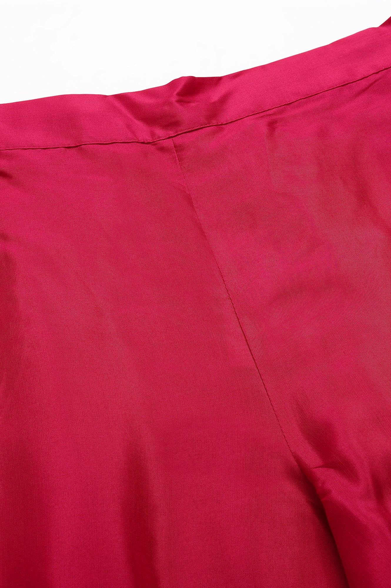 Dark Pink Shantung Straight Parallel Pants - Image 6