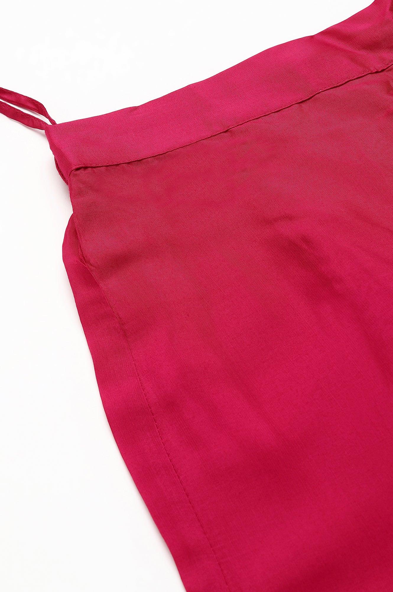 Dark Pink Shantung Straight Parallel Pants - Image 7