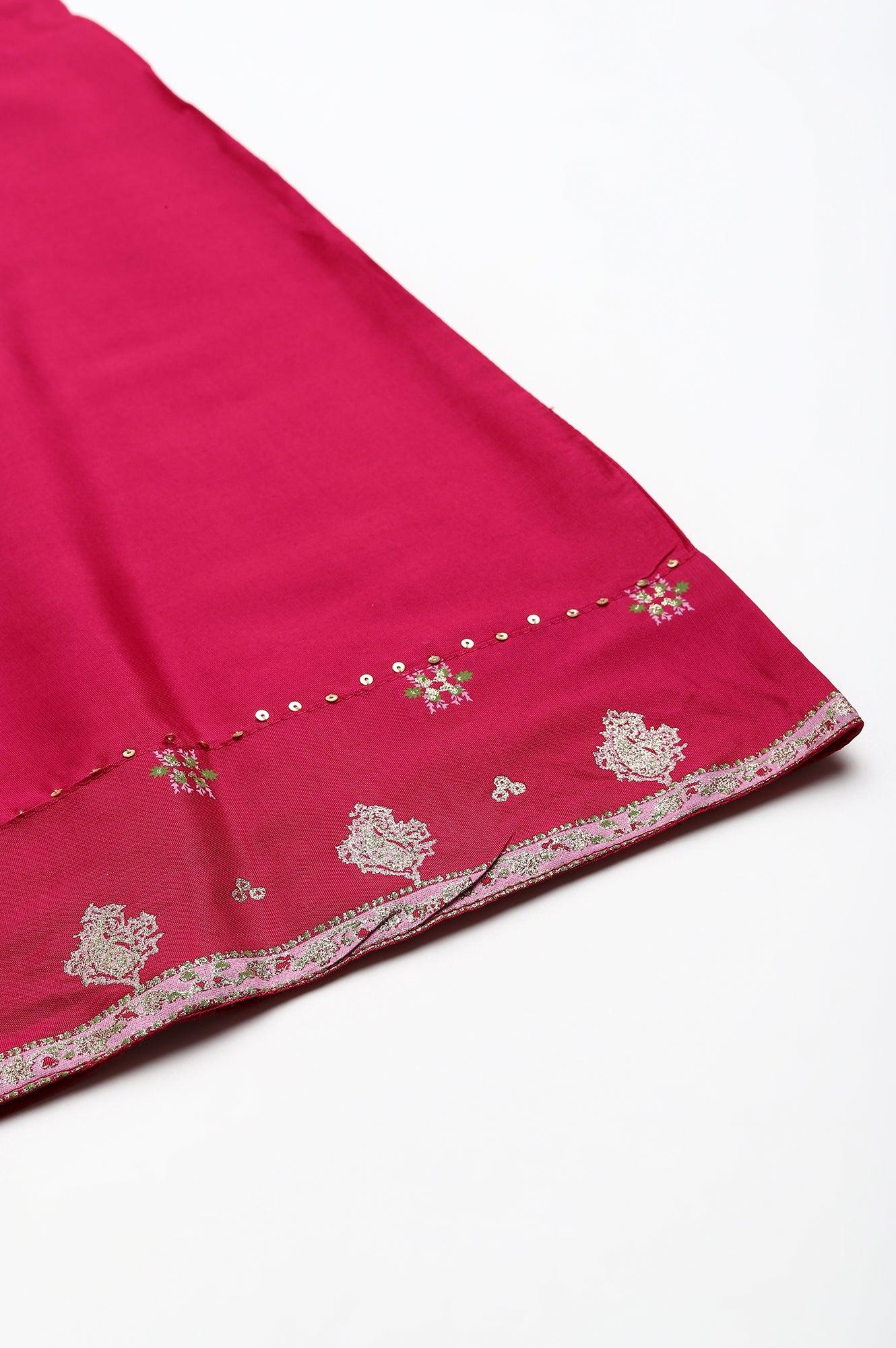 Dark Pink Shantung Straight Parallel Pants - Image 8