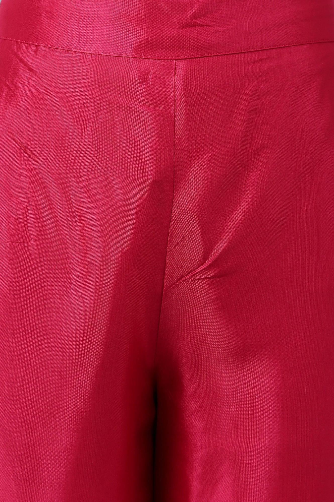 Dark Pink Shantung Straight Parallel Pants - Image 9