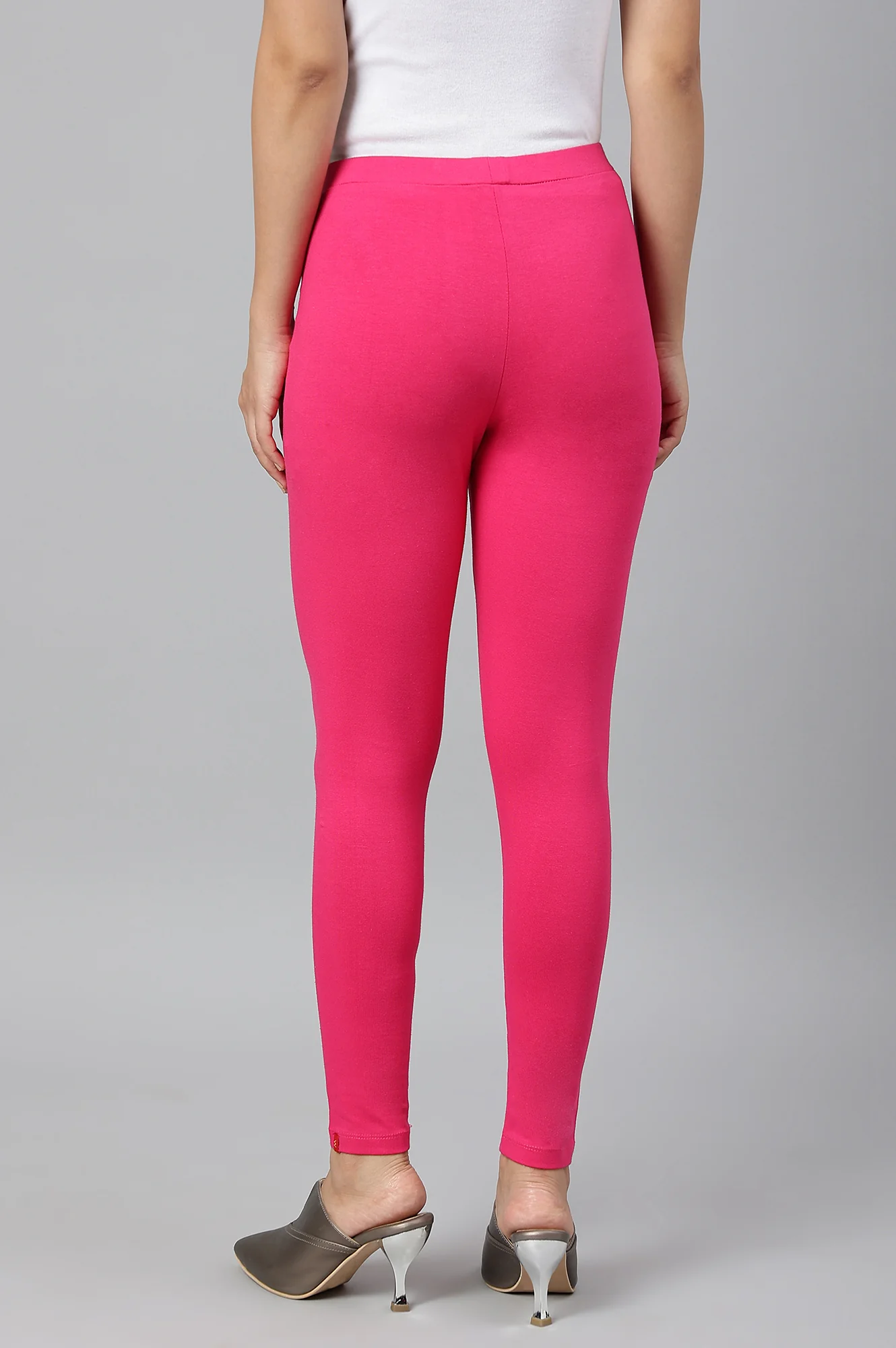 Dark Pink Solid Knitted Women Tights - Image 4
