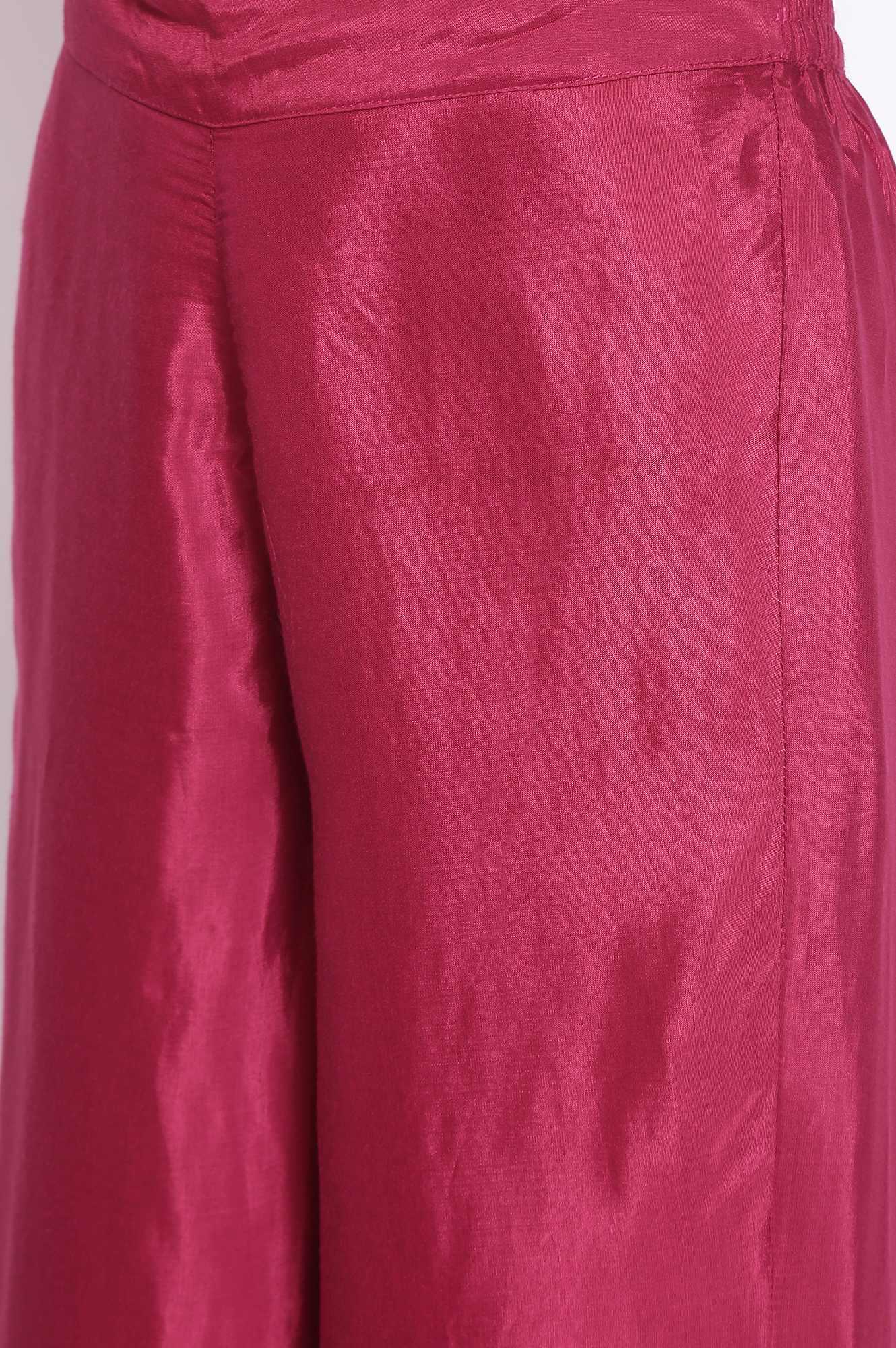 Dark Pink Solid Parallel Pants - Image 6