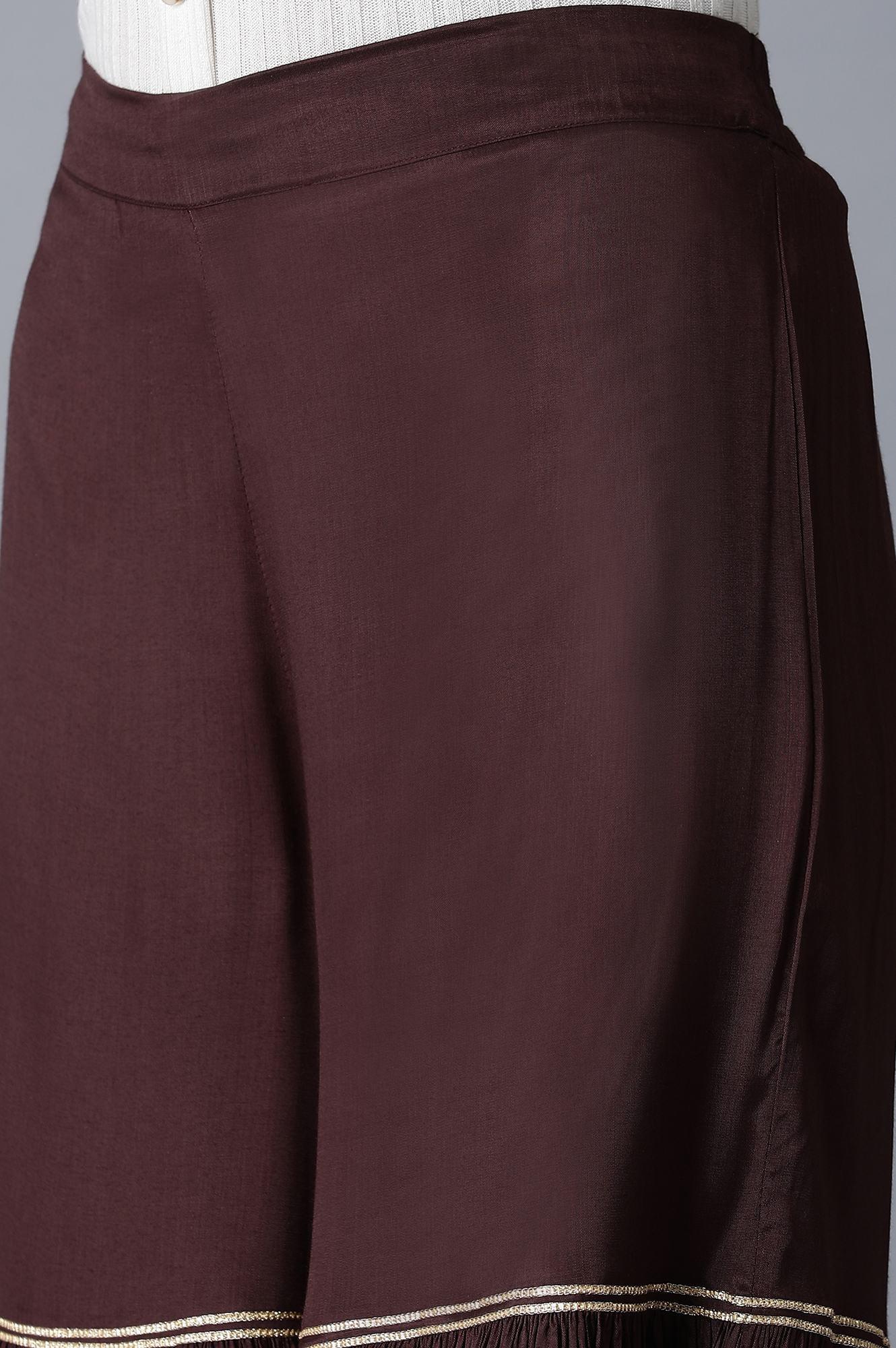 Dark Purple kurta-Sharara-Dupatta Set - Image 6
