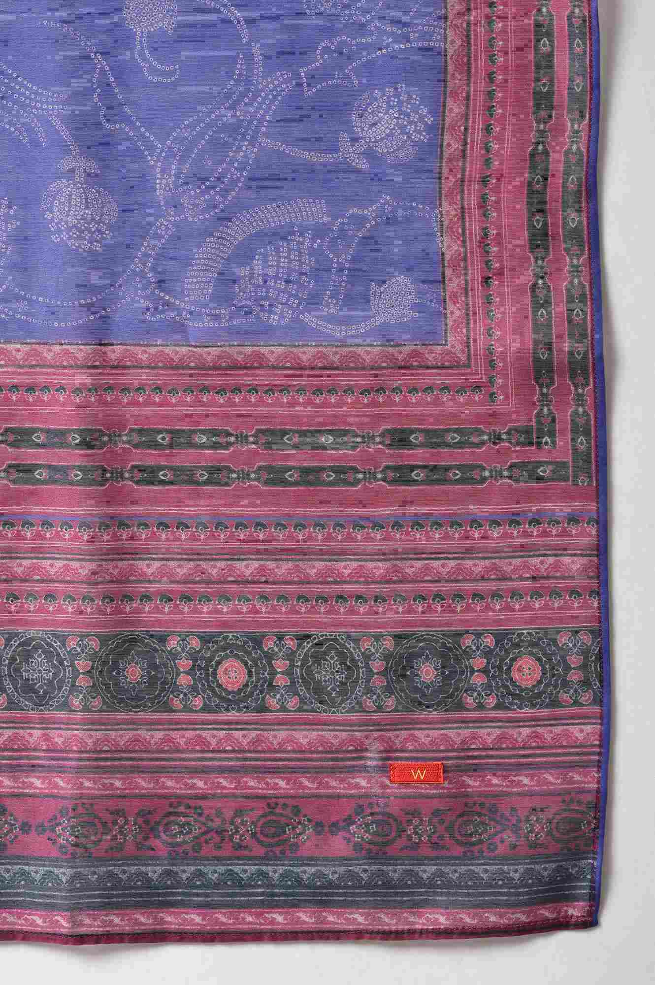 Dark Purple Ombre Cowl kurta With Tights And Bandhani Dupatta - Image 8