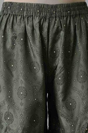 Dark Purple Velvet kurta With Grey Sharara And Dupatta - Image 6