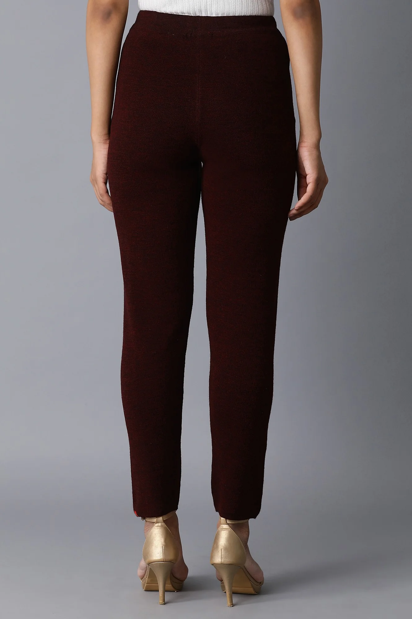 Dark Red Basic Leggings - Image 2