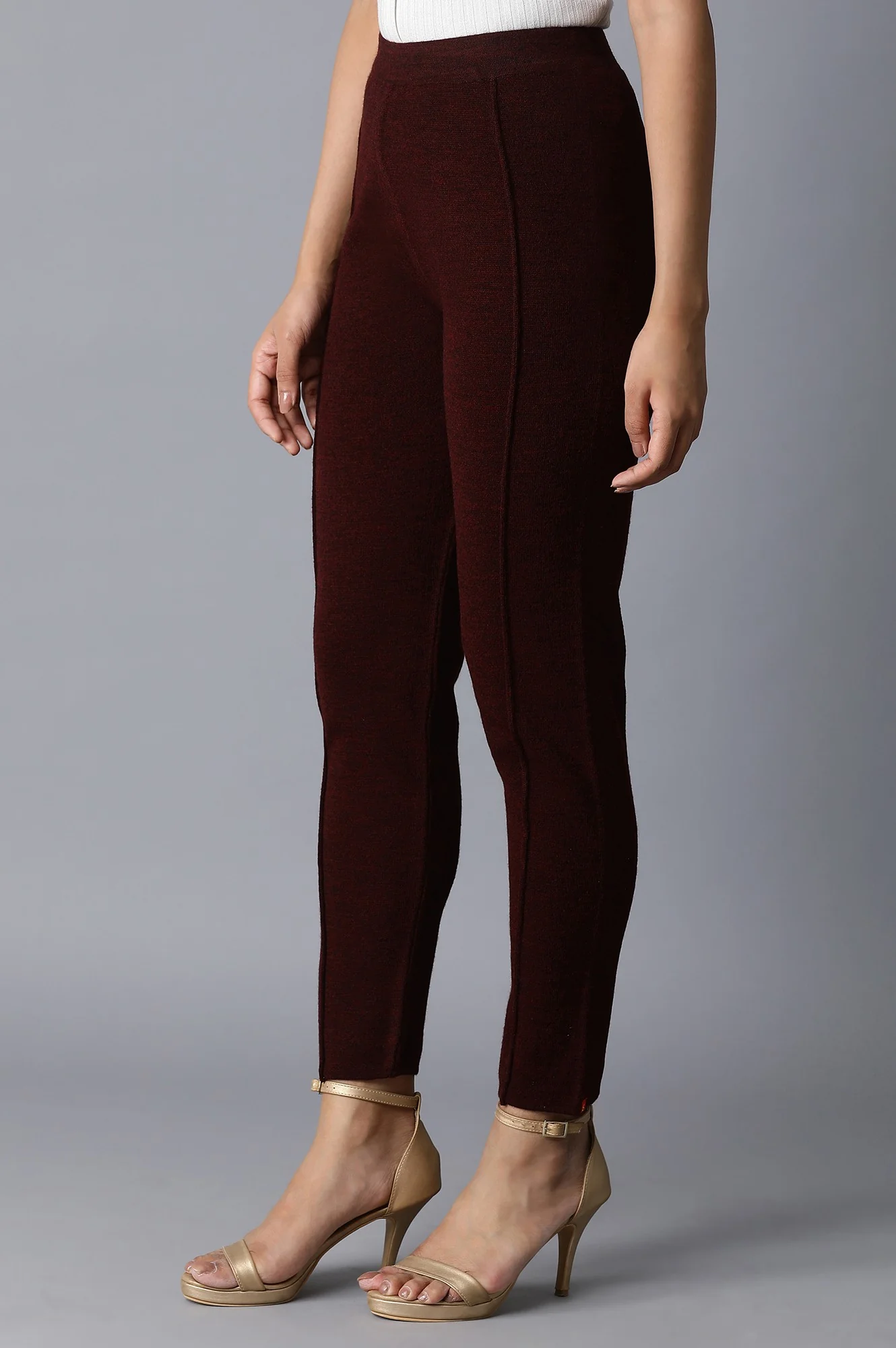 Dark Red Basic Leggings - Image 3