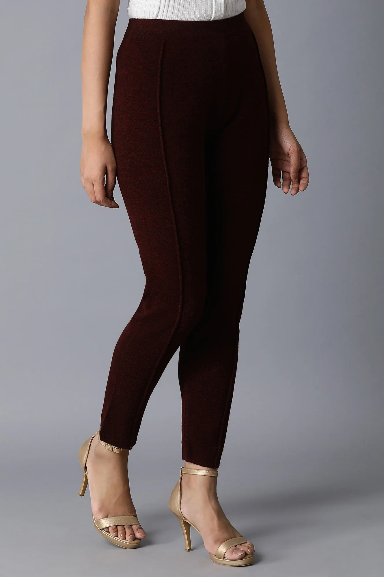 Dark Red Basic Leggings - Image 4