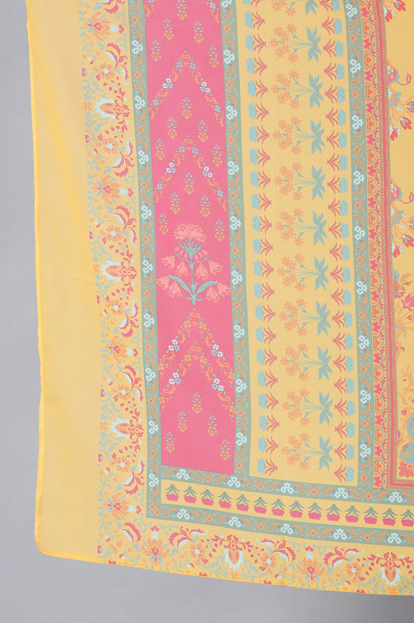 Dark Yellow Printed Georgette Dupatta - Image 4