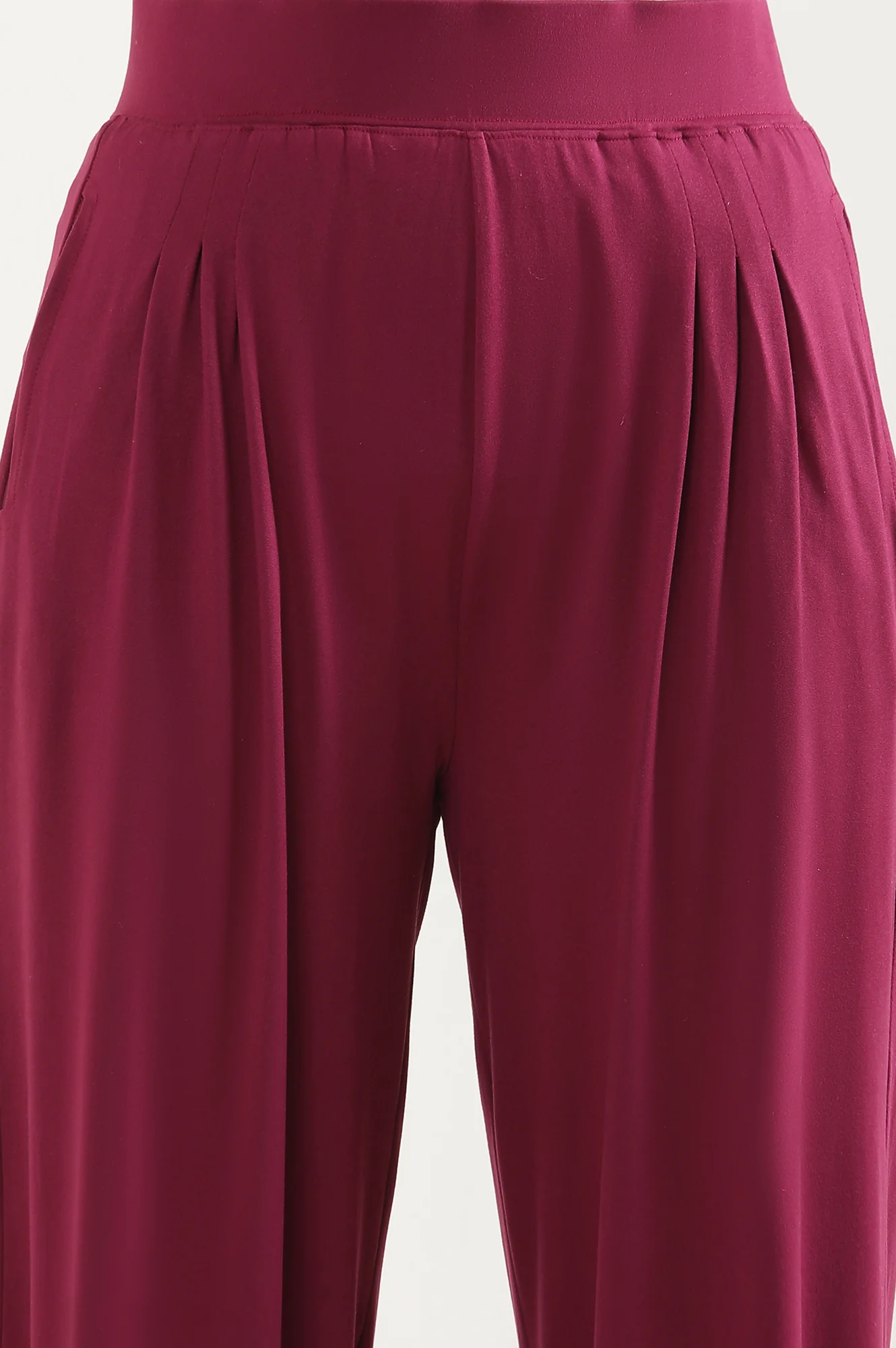 Elleven Women's Purple Solid Loose Fit Pants With Pleated Detail - Image 7