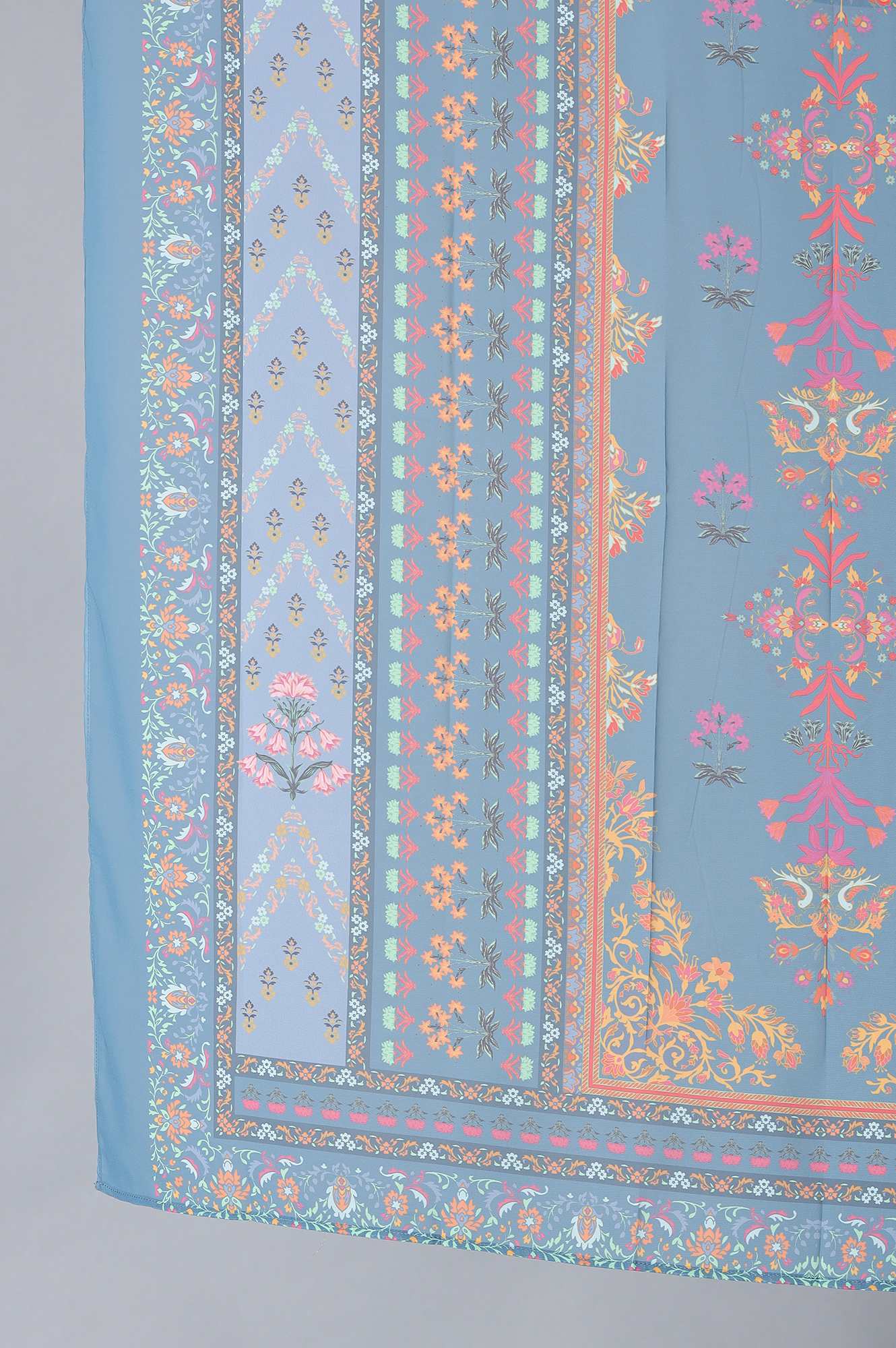 Deep Teal Printed Georgette Dupatta - Image 4
