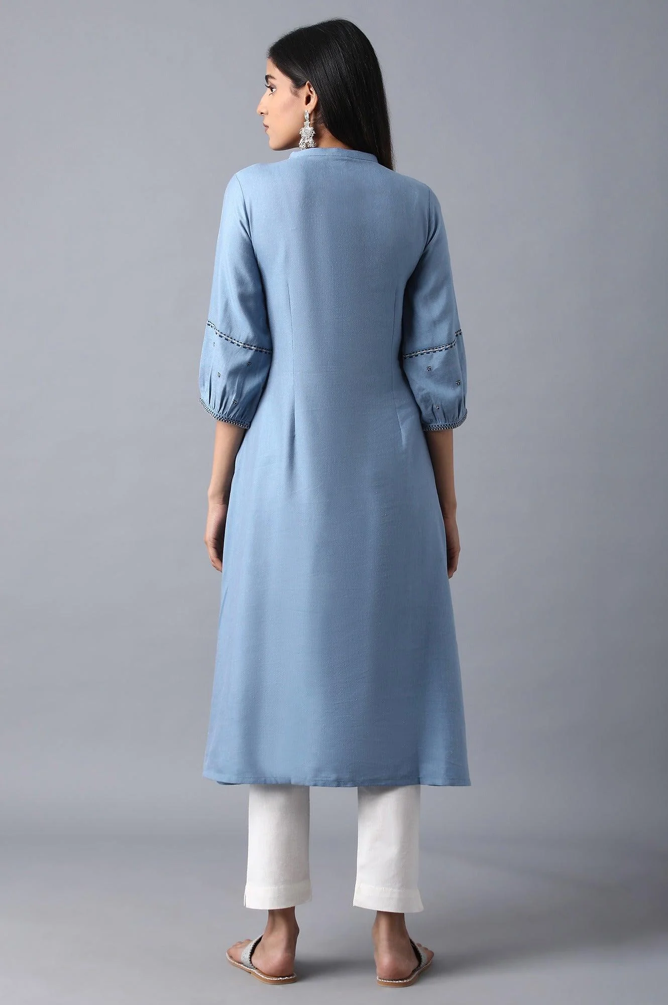Denim Blue A-Line kurta - Image 2