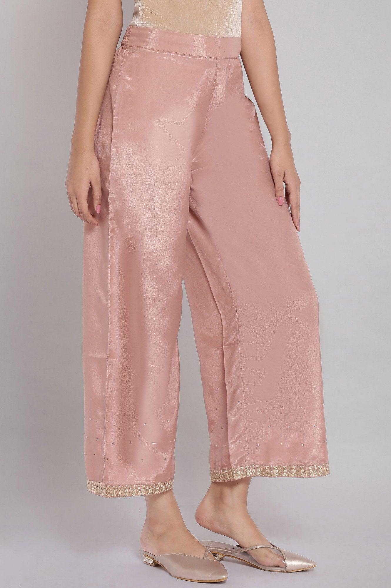 Dusky Pink Embroidered Parallel Pants - Image 4