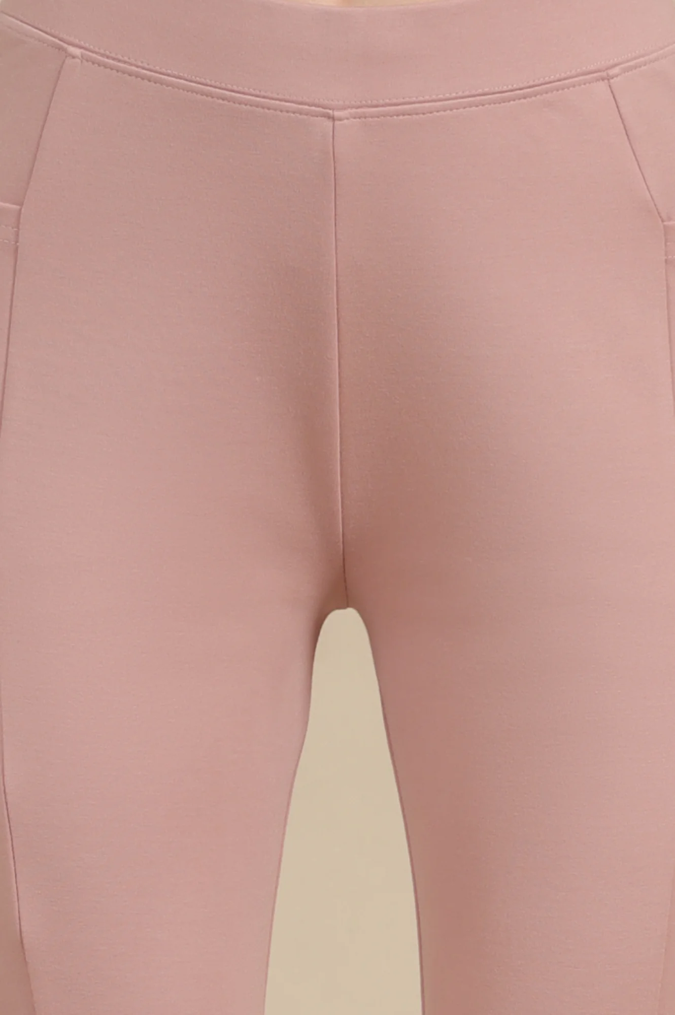 Elleven Women's Pink Solid Skinny Fit Yoga Tights With Elasticated Waistband - Image 6