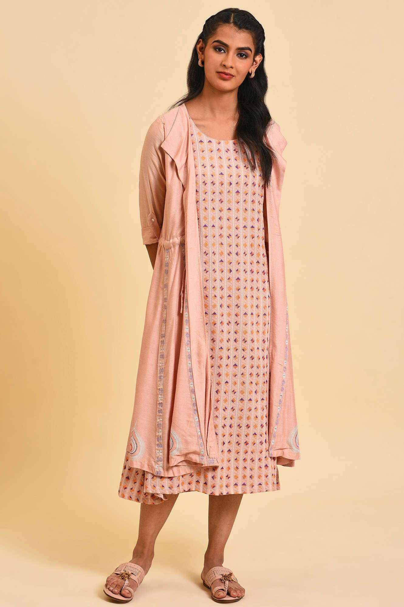 Dusty Pink Mock Layered Plus Size Dress - Image 6