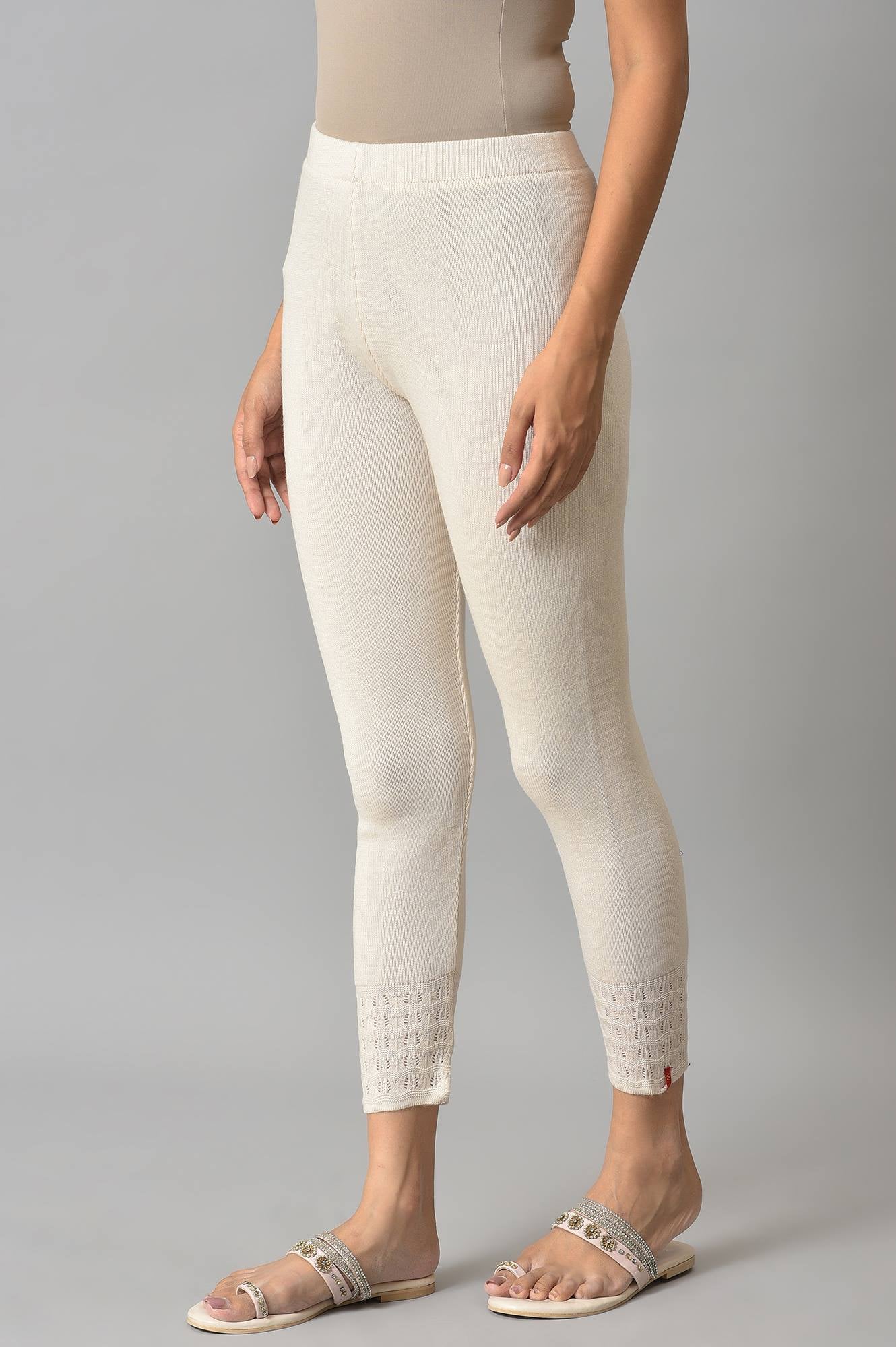 Ecru Acrylic Winter Leggings - Image 3