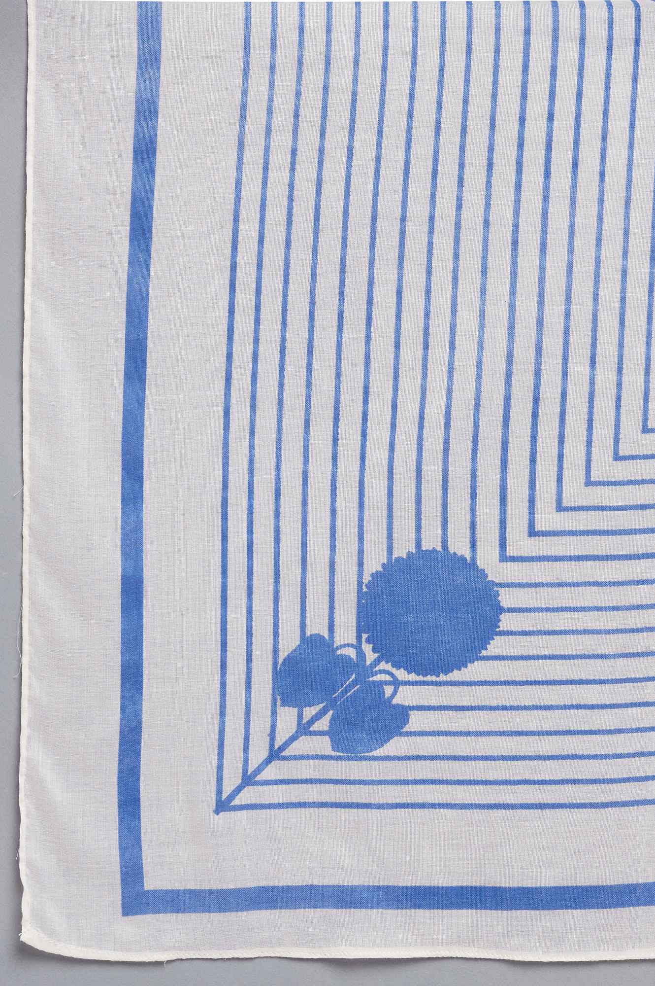 Ecru and Blue Printed Dupatta - Image 4