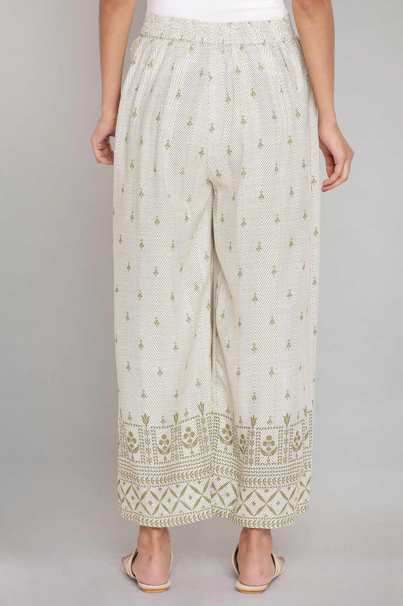 Ecru and Olive Printed Parallel Pants - Image 2