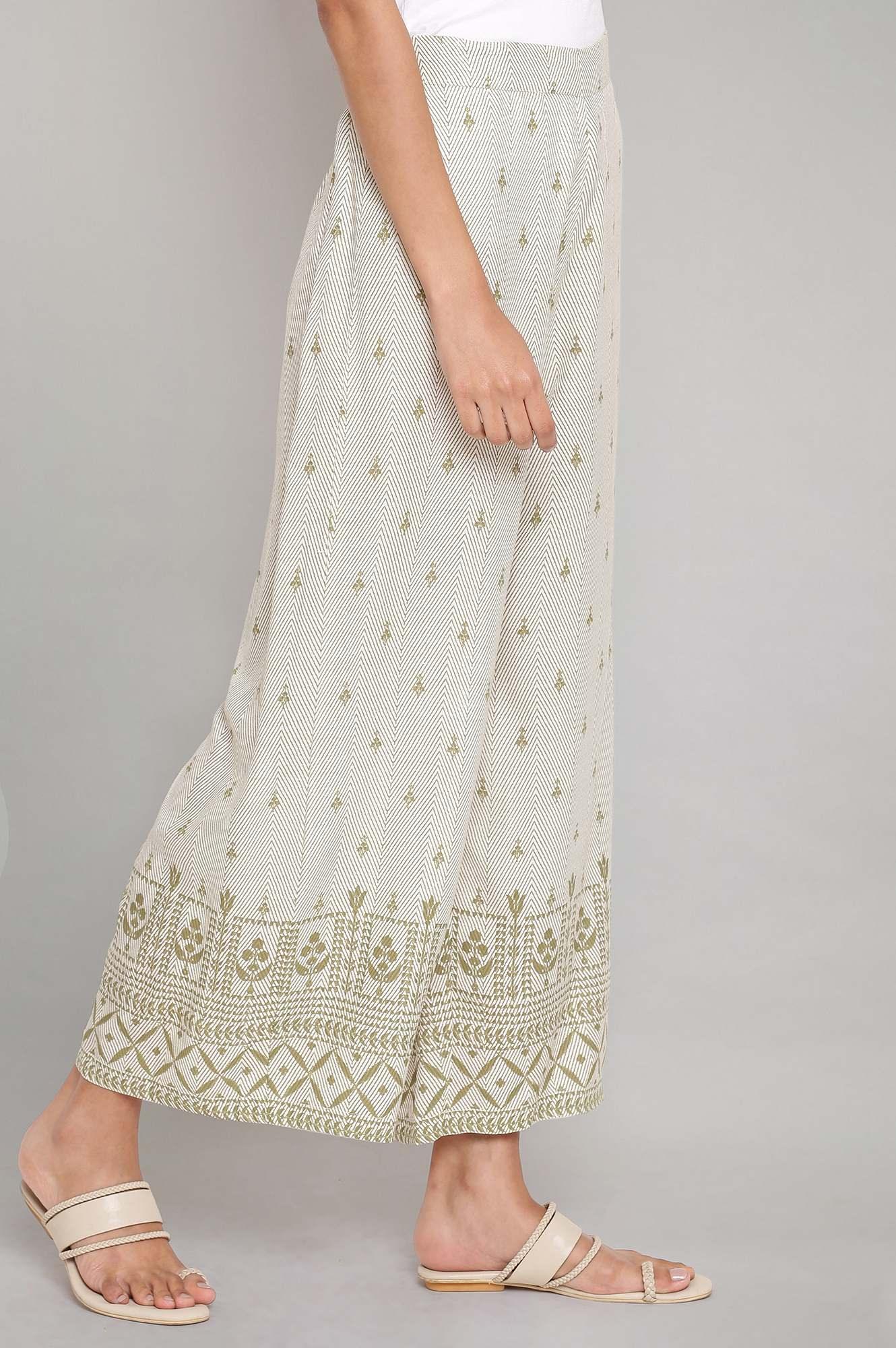 Ecru and Olive Printed Parallel Pants - Image 4