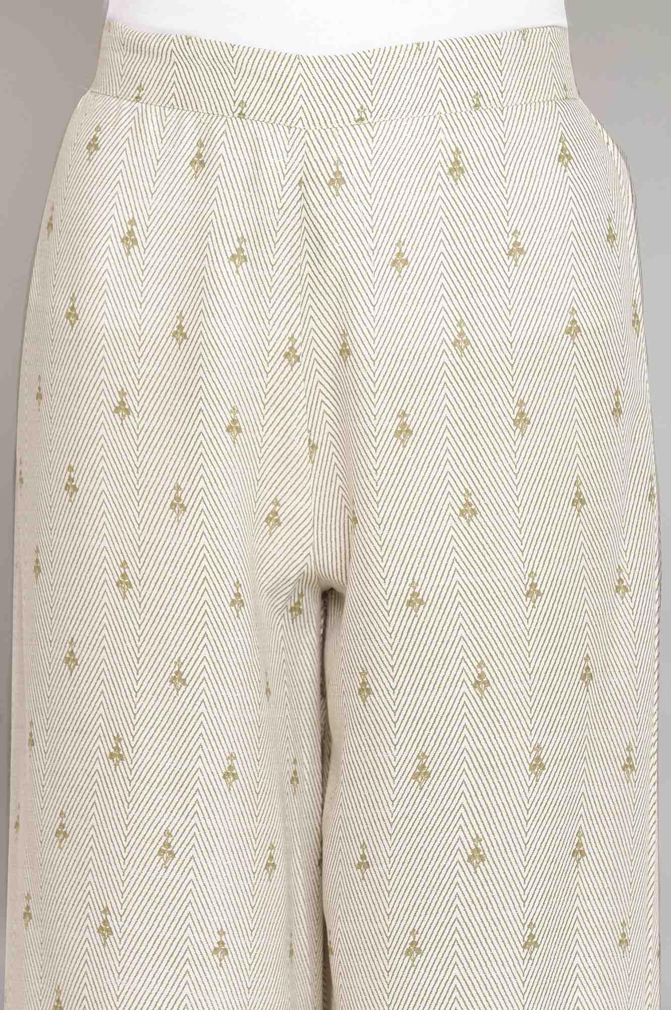 Ecru and Olive Printed Parallel Pants - Image 6