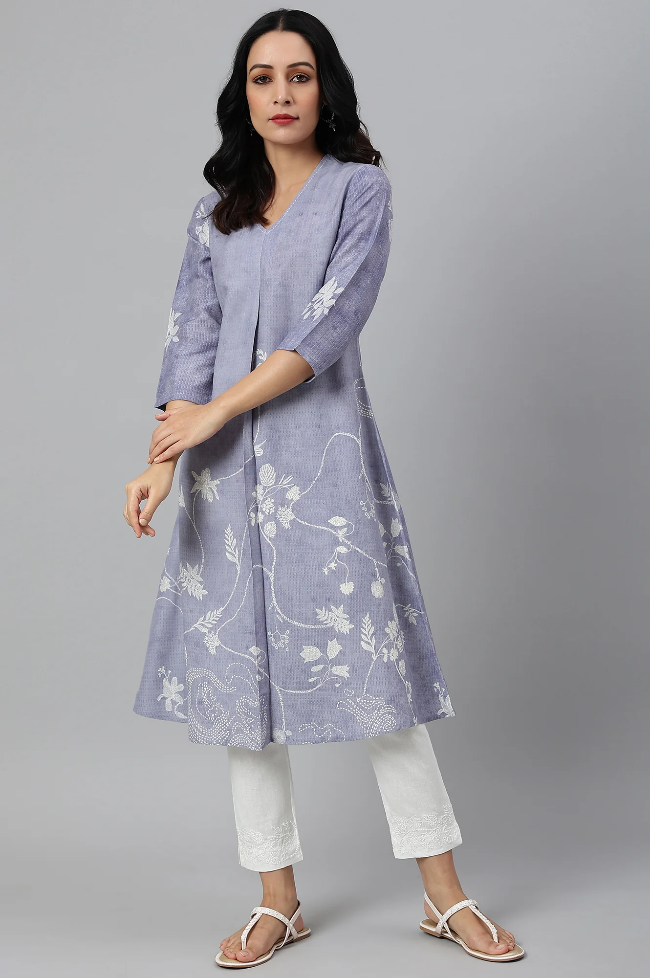 Ecru Cotton Blend Slim Pants - Image 5
