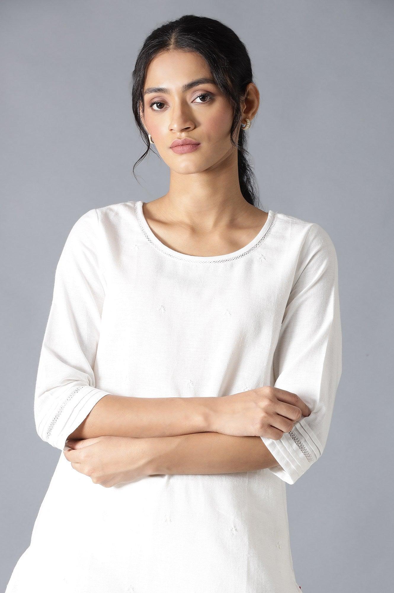 Ecru Embroidered kurta - Image 5