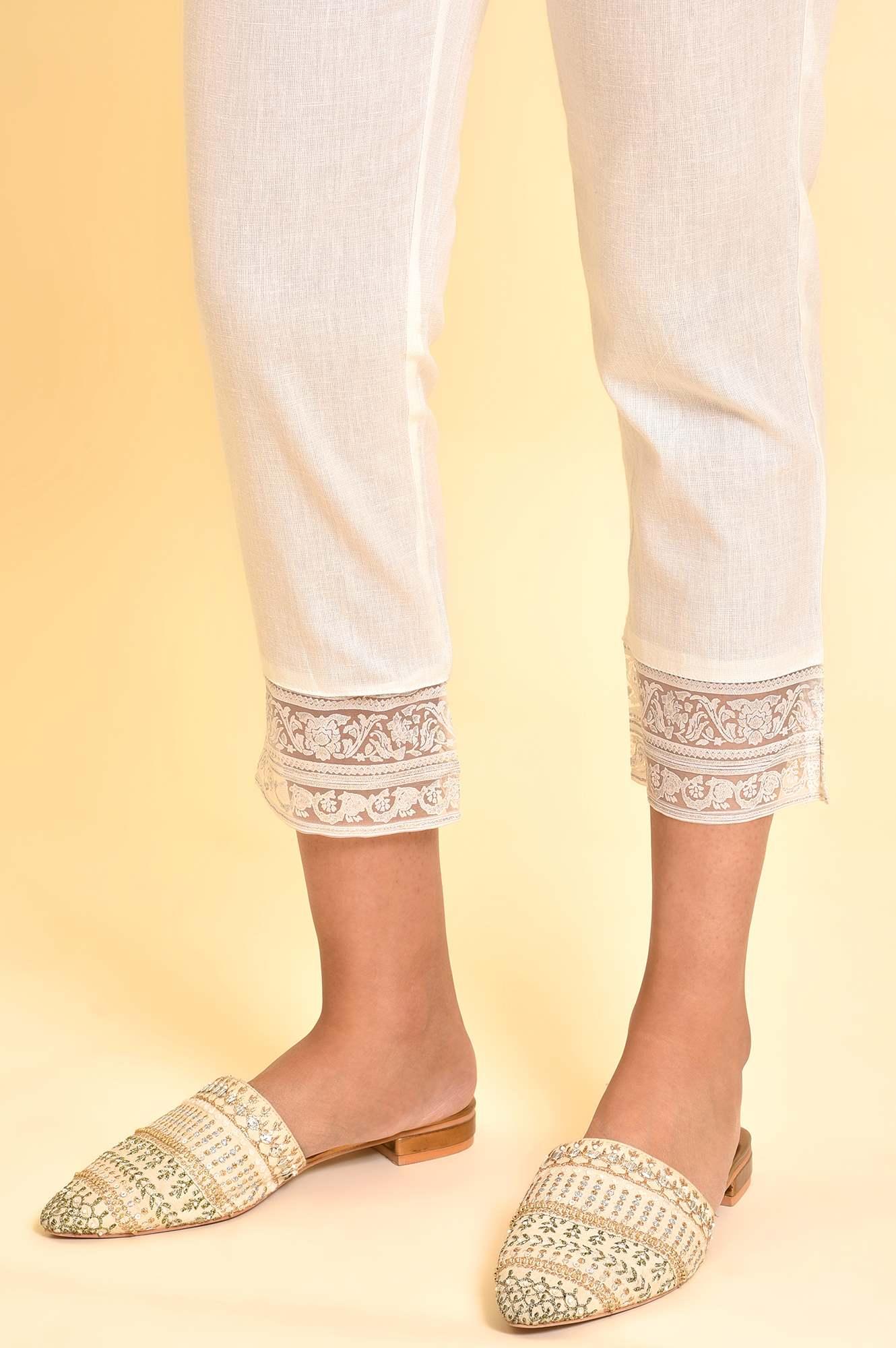 Ecru Embroidered Kurta And Slim Pants - Image 10