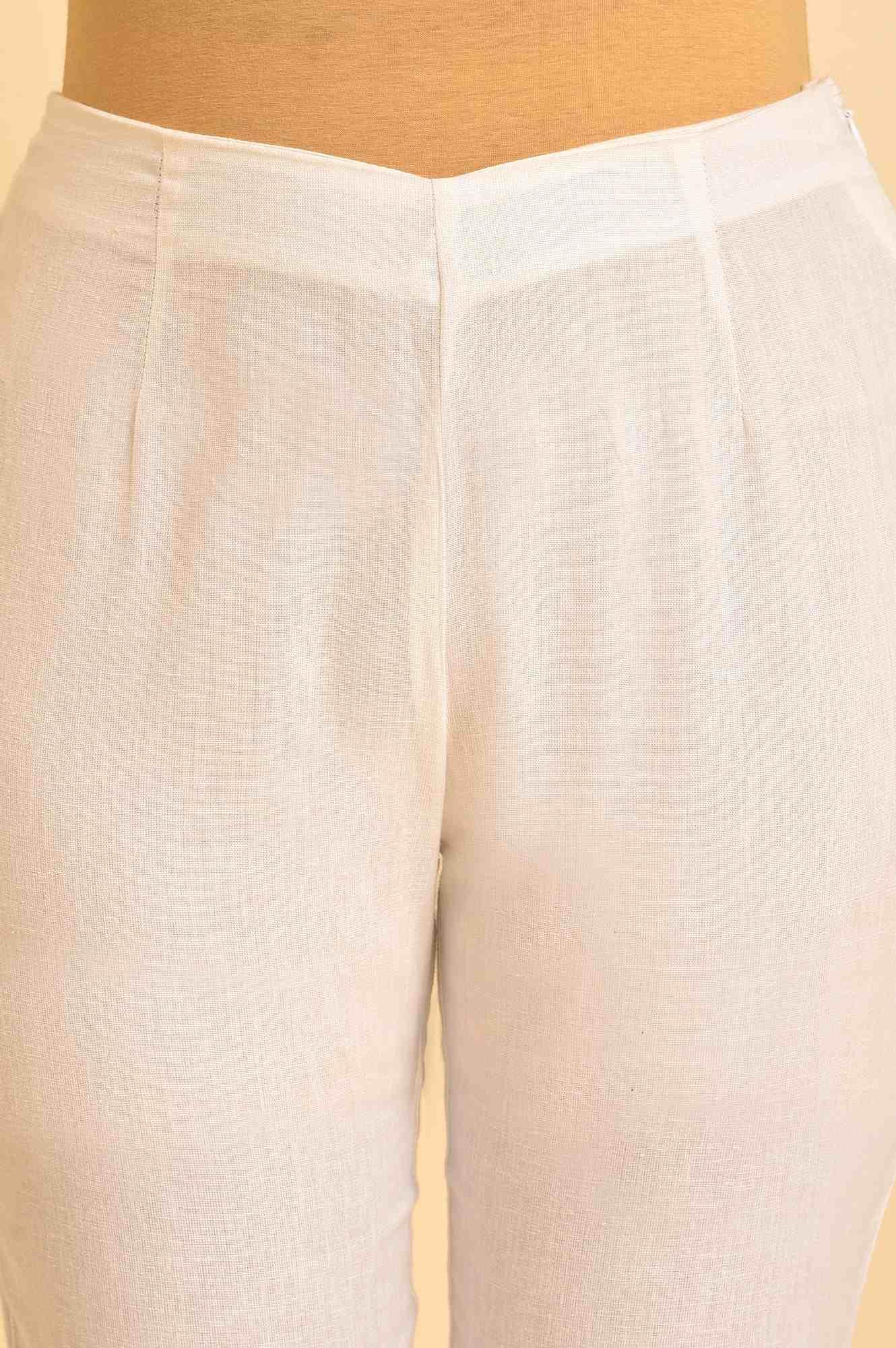 Ecru Embroidered Kurta And Slim Pants - Image 8