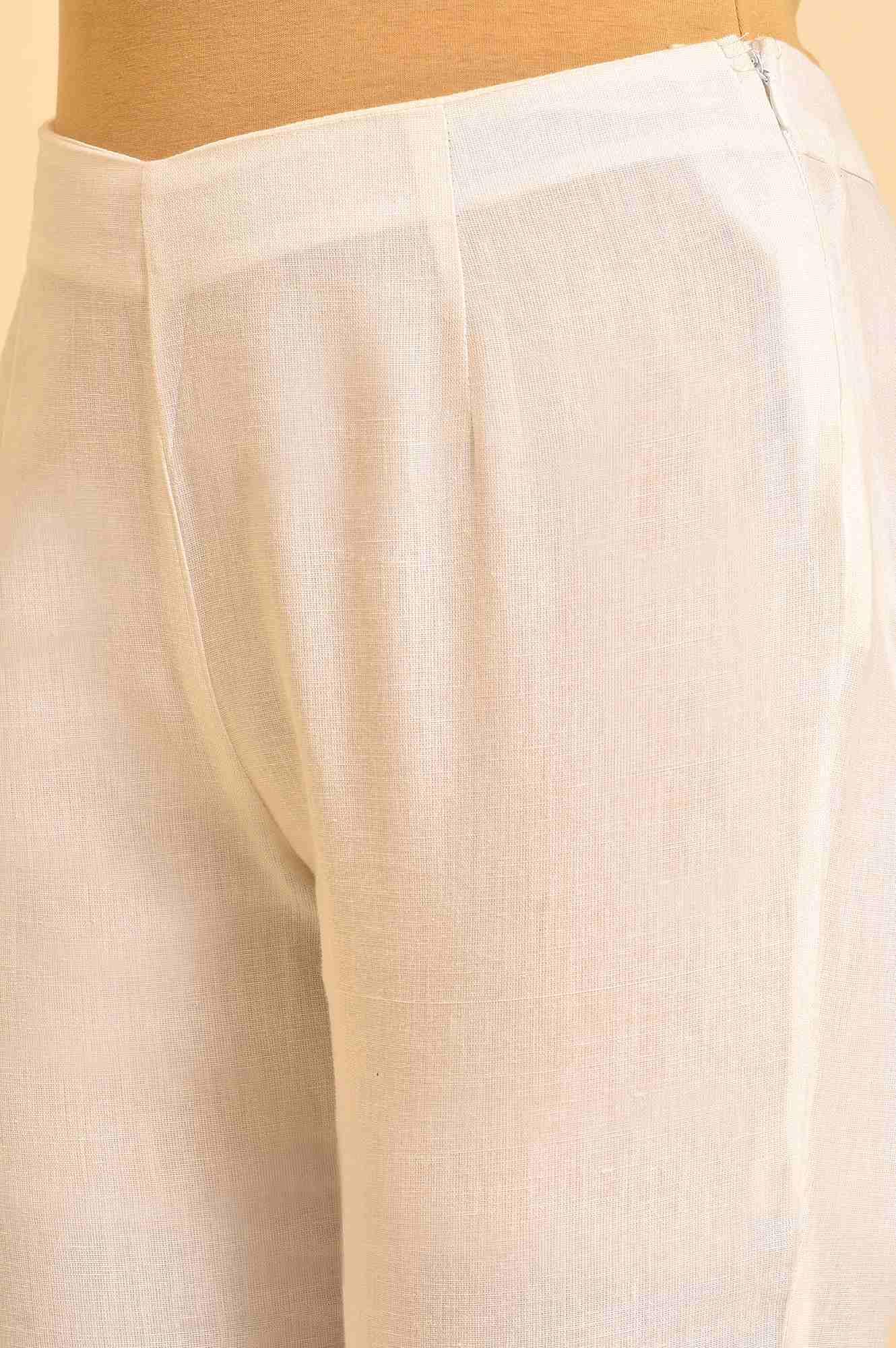 Ecru Embroidered Kurta And Slim Pants - Image 9