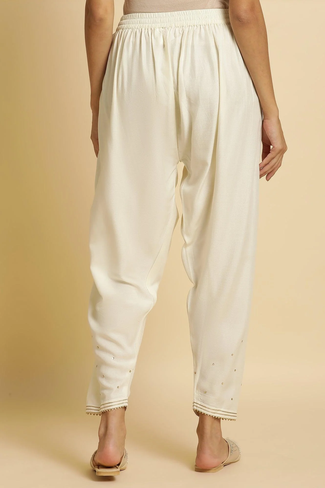 Ecru Embroidered Salwar Pants - Image 4