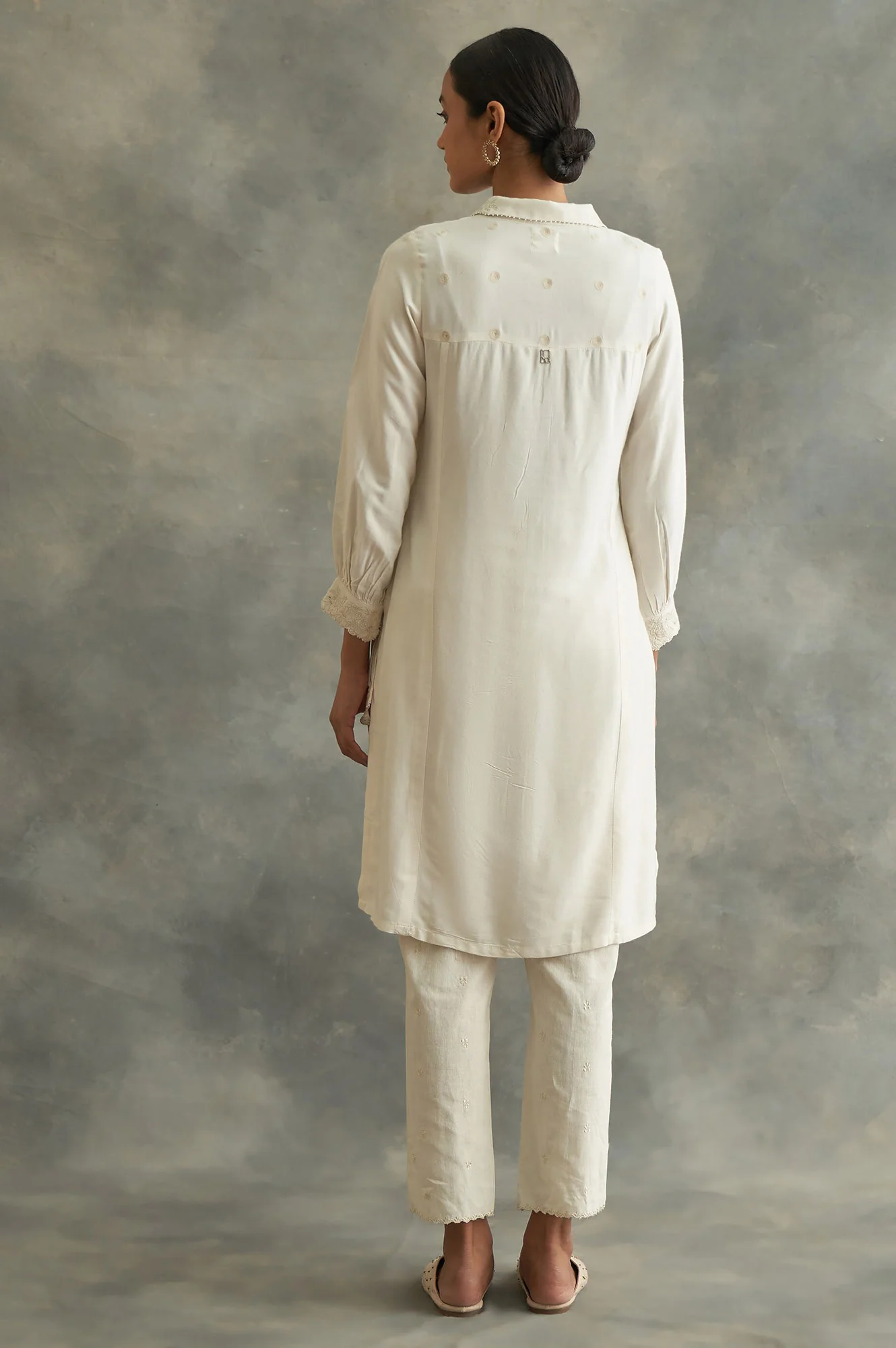 Ecru Embroidered Shirt Dress - Image 2