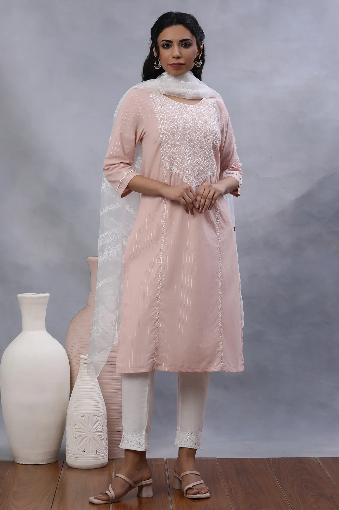 Ecru Embroidered Sim Pants - Image 5