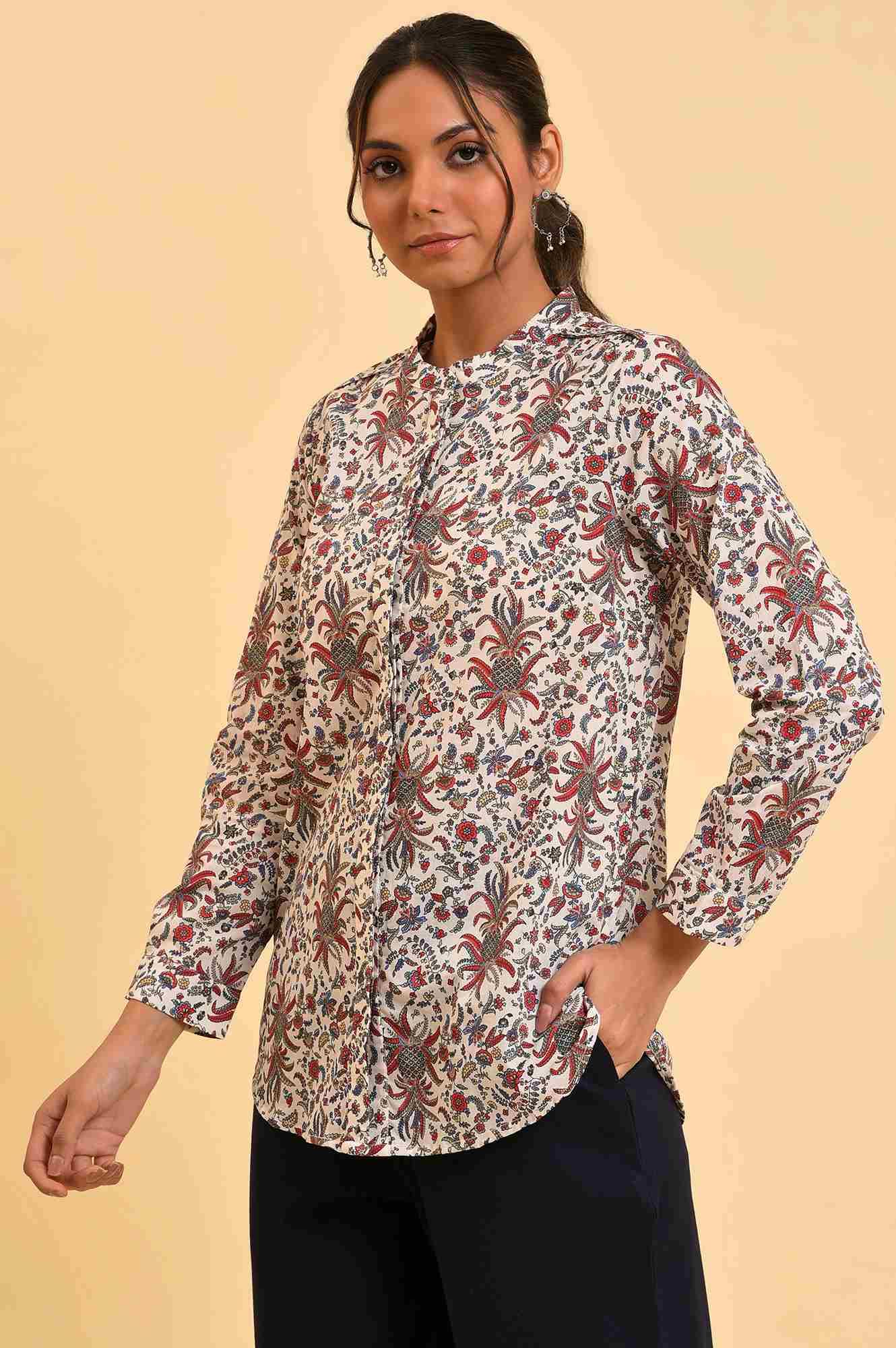 Ecru Floral Printed Top - Image 3