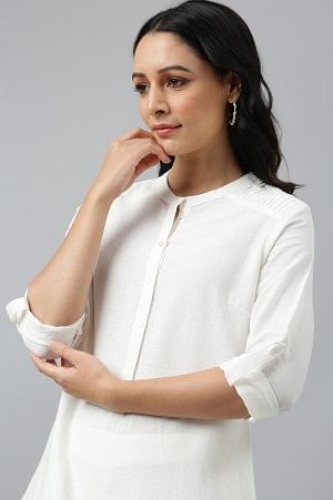 Ecru Half Placket Shirt kurta - Image 9