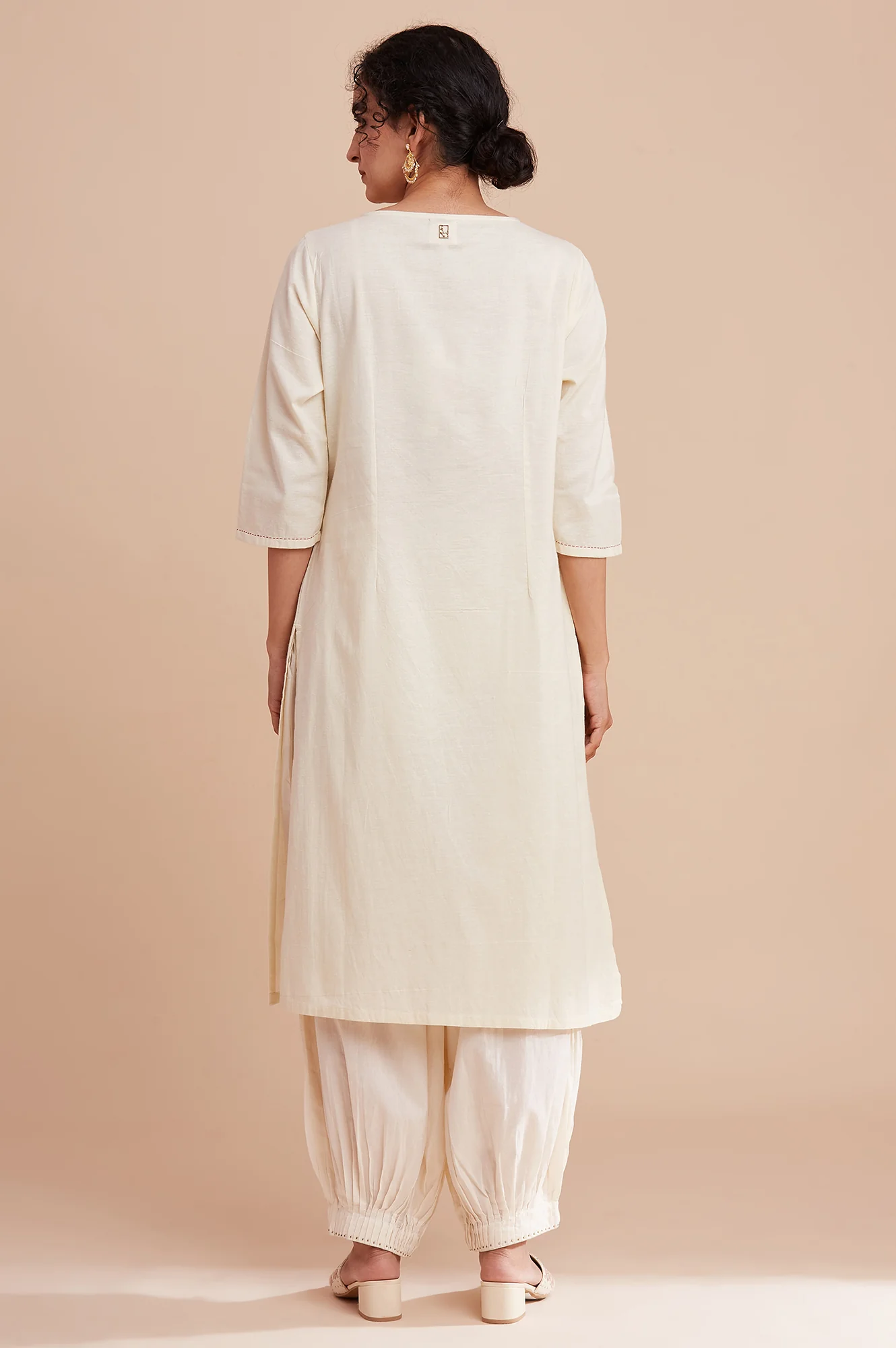 Ecru Harit Khadi Solid kurta - Image 2