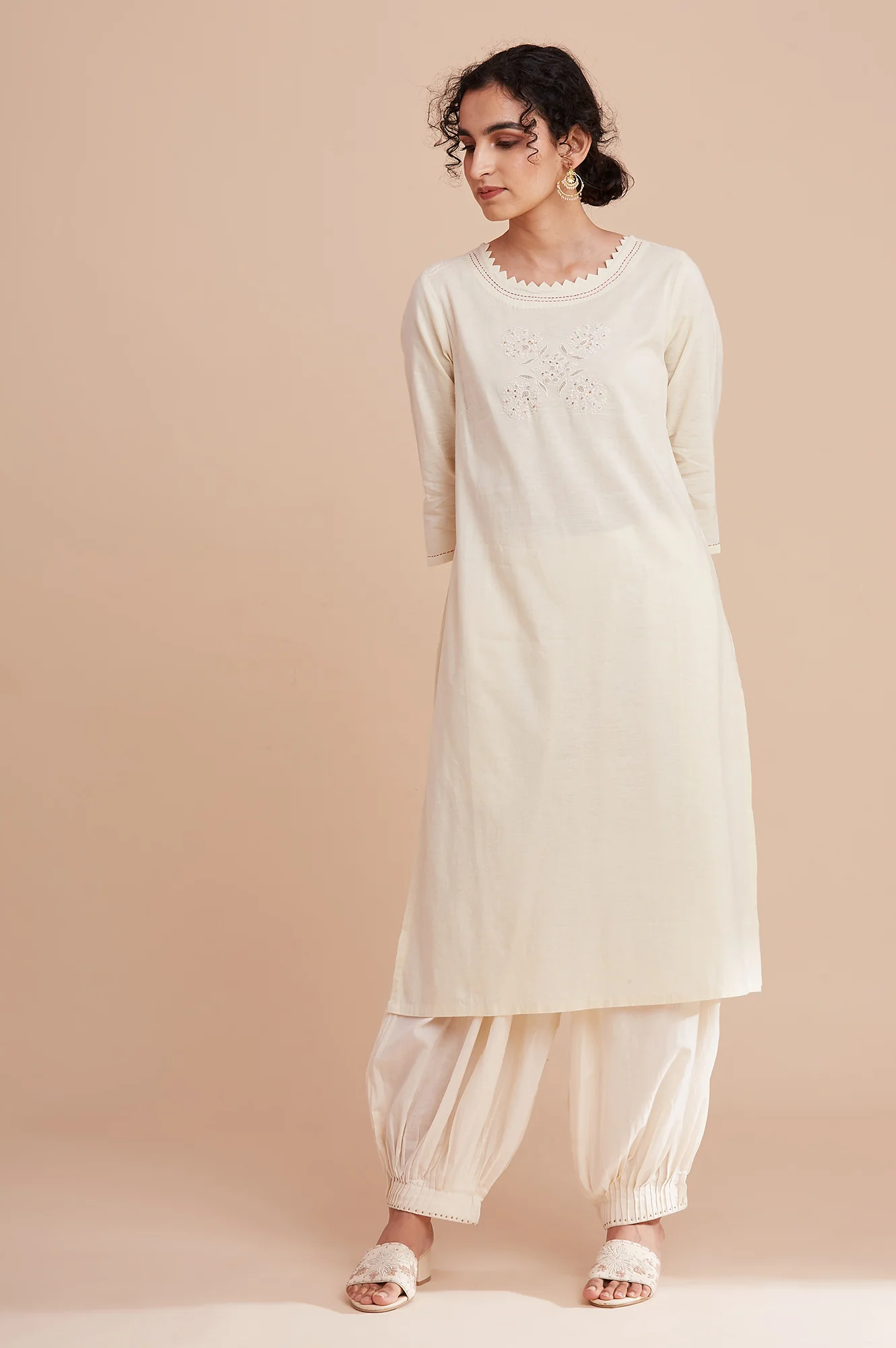 Ecru Harit Khadi Solid kurta - Image 5