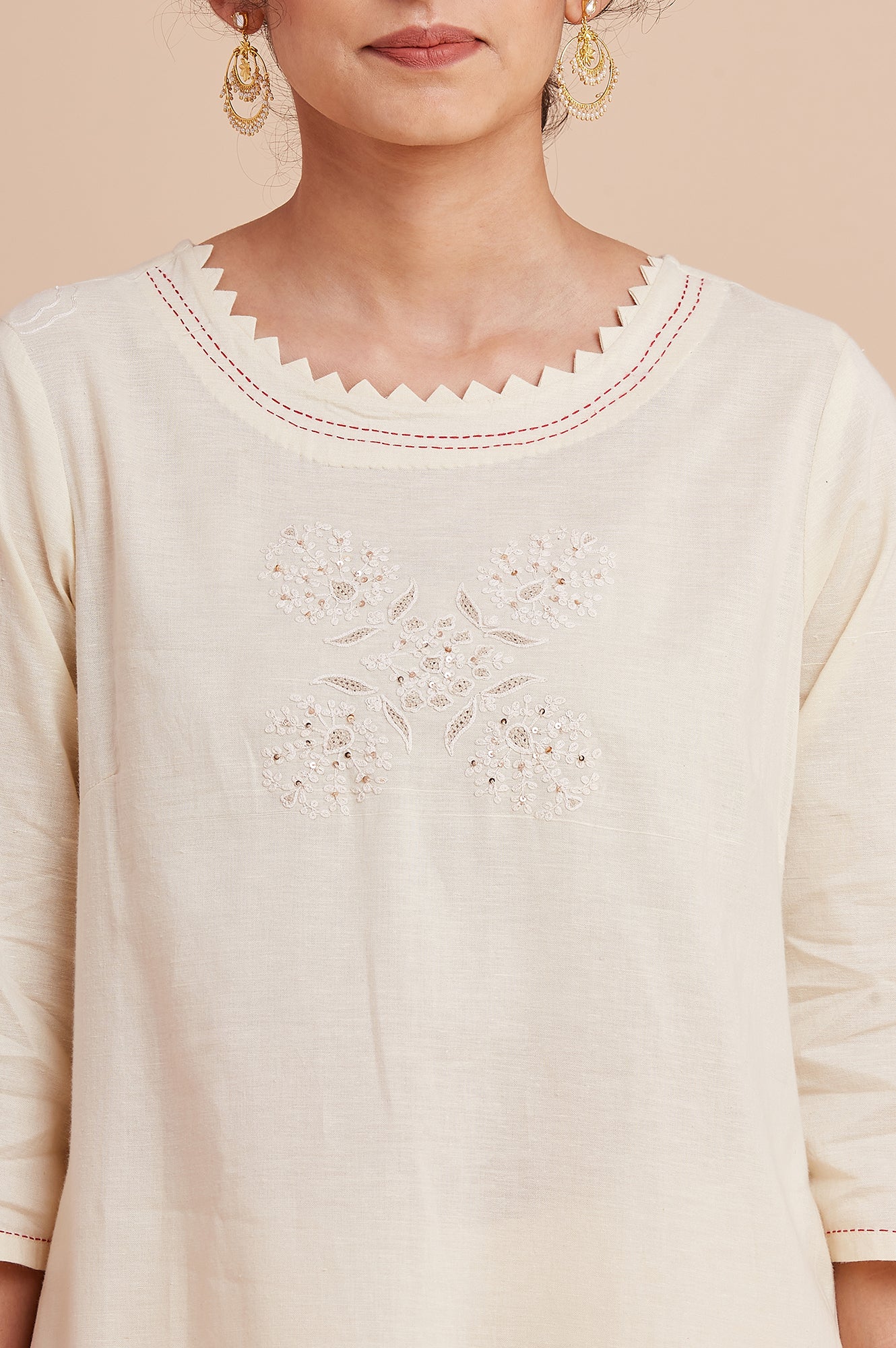 Ecru Harit Khadi Solid kurta - Image 6