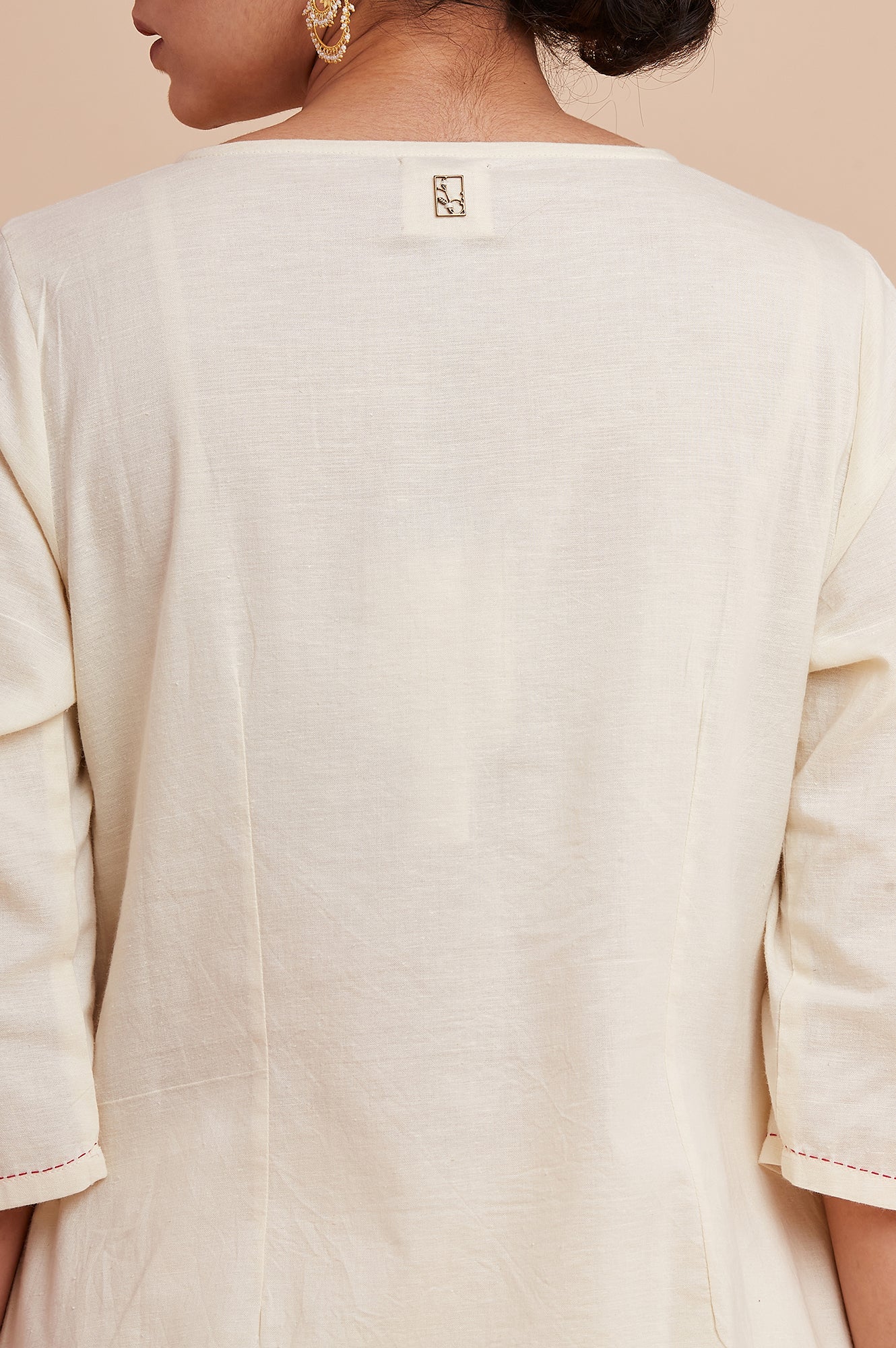 Ecru Harit Khadi Solid kurta - Image 7