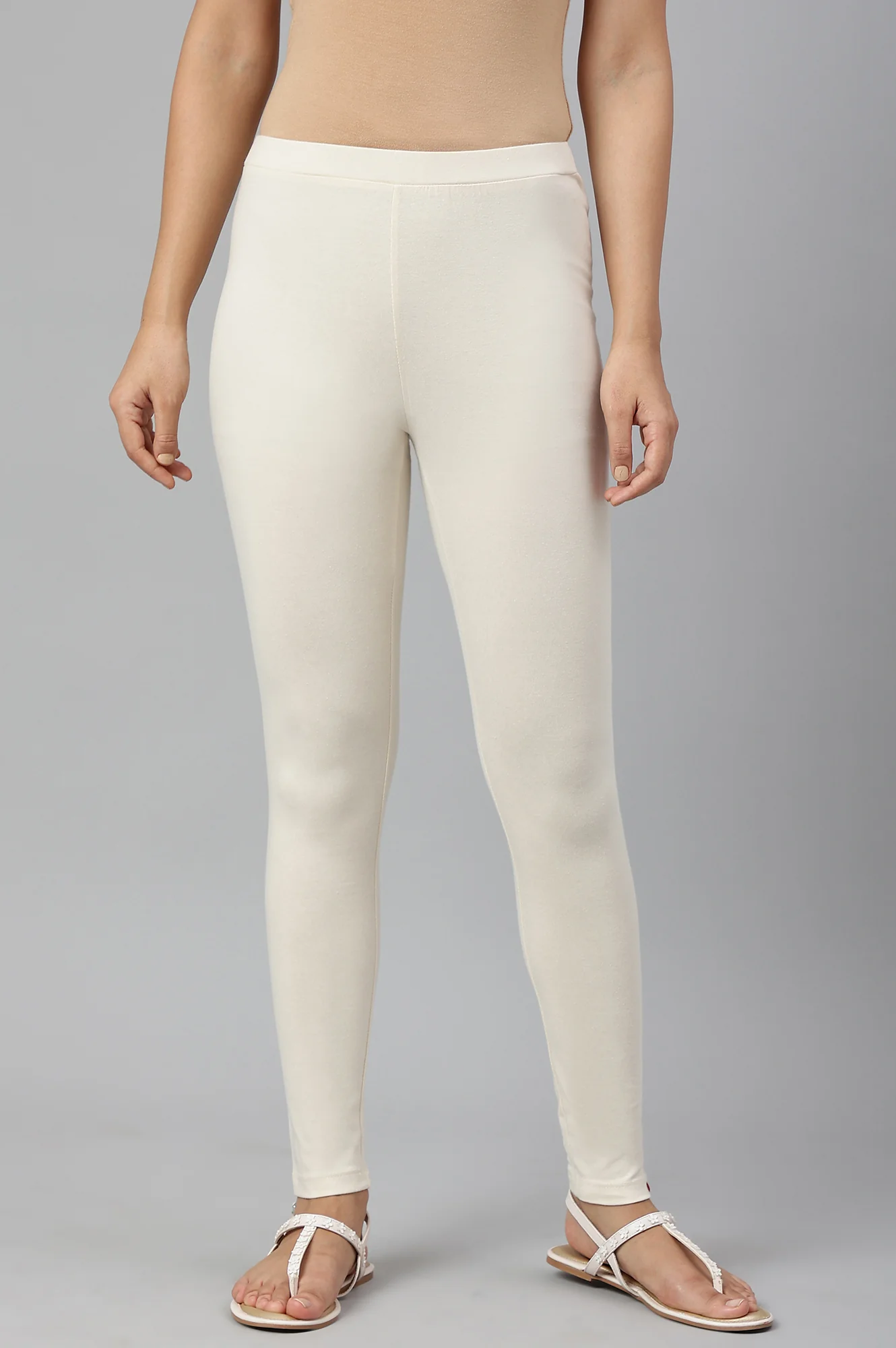 Ecru Knitted Cotton Lycra Tights