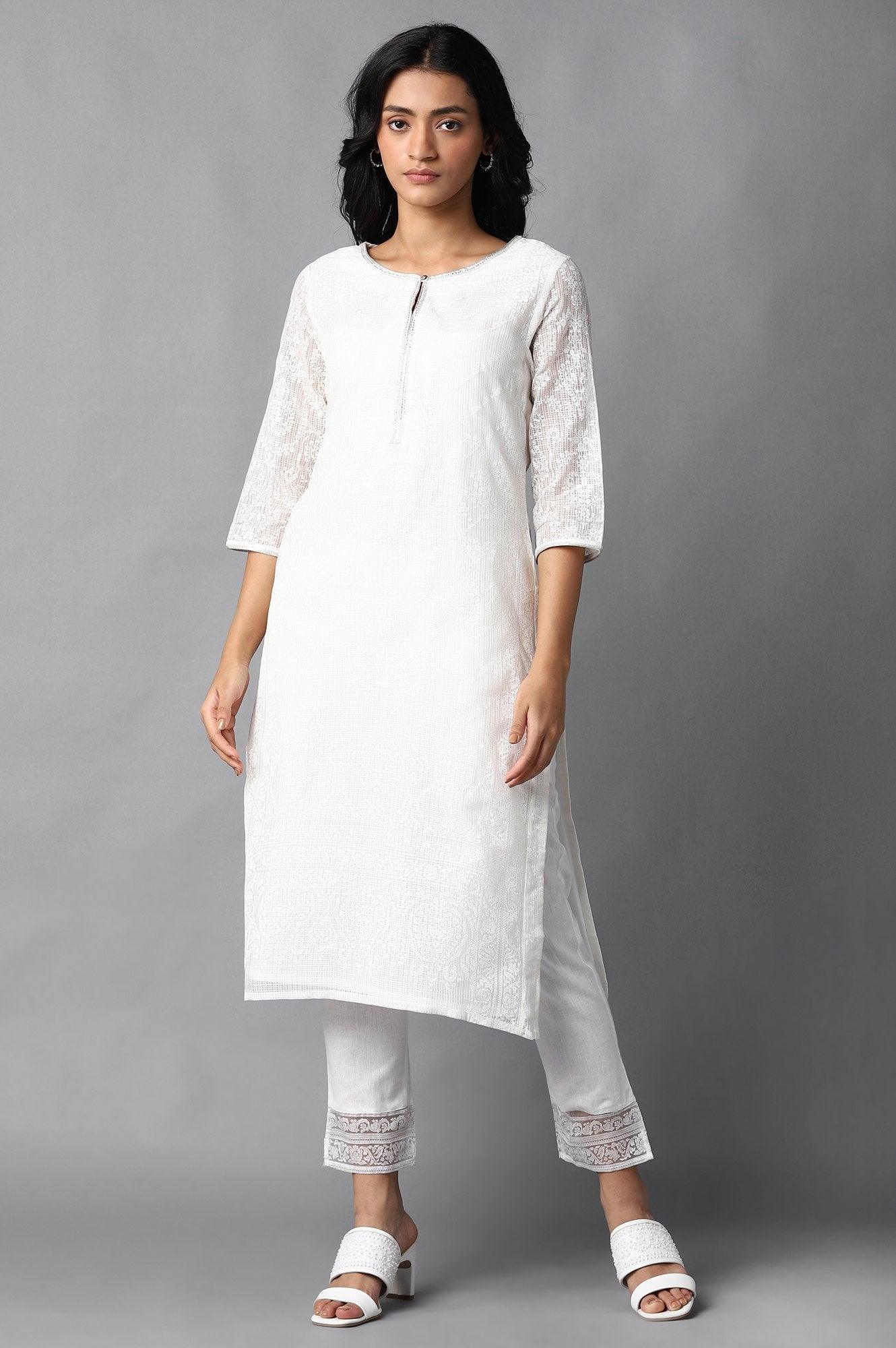 Ecru Kota kurta & Pants Set